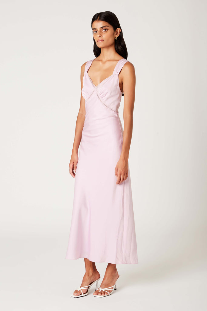 Rosario Dress in ice pink side view