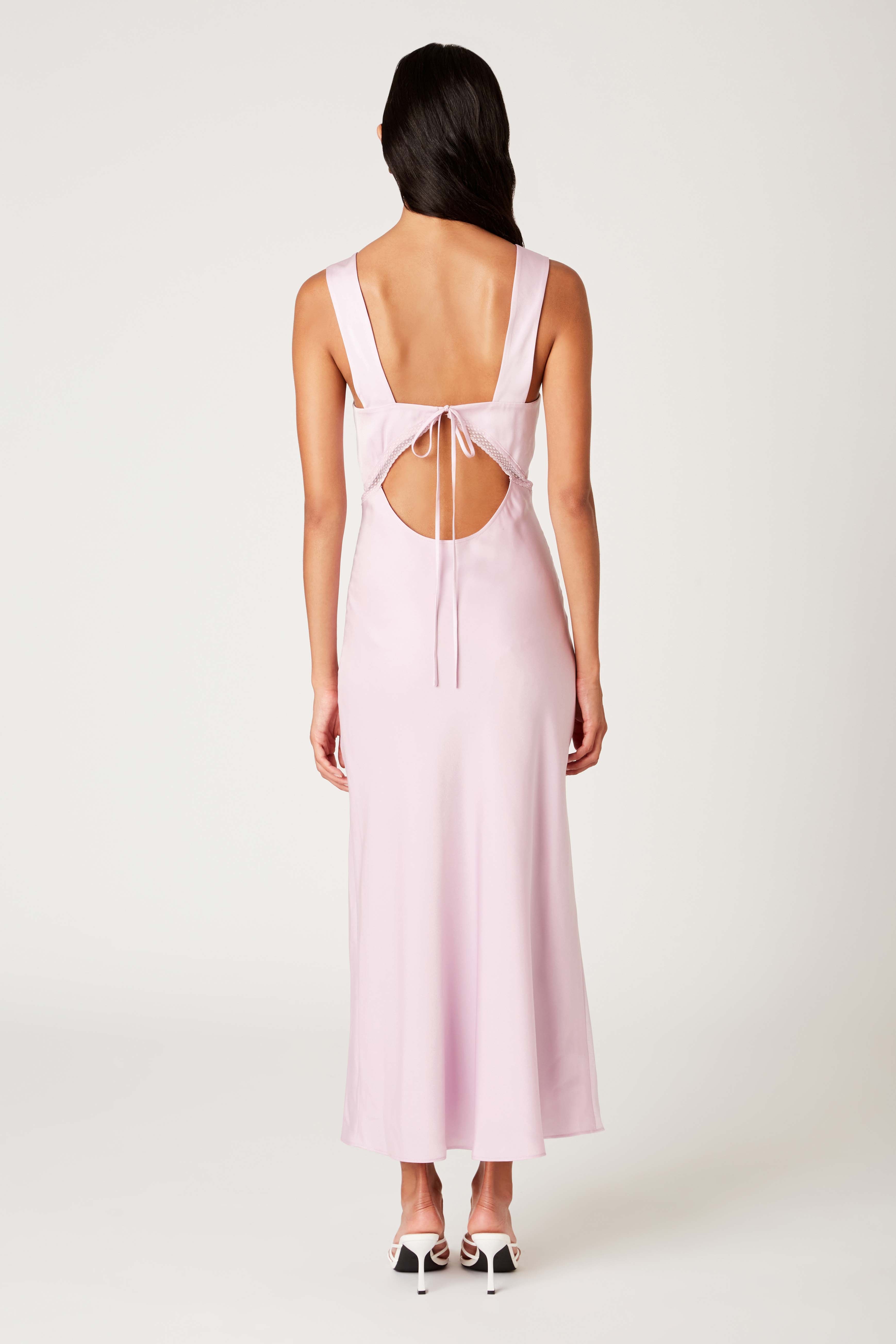 Rosario Dress in ice pink back view 