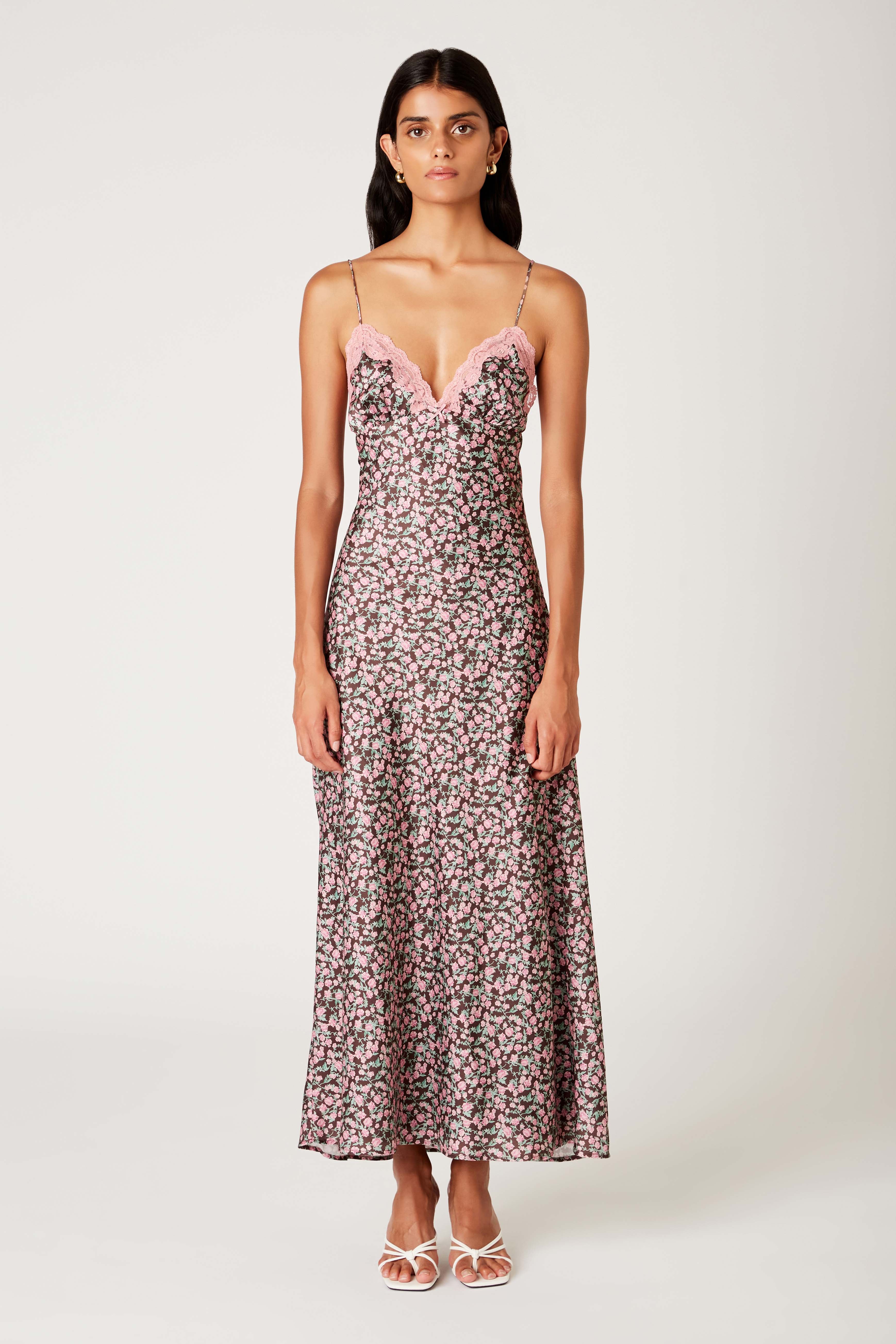 Jasmine Dress in brown front view