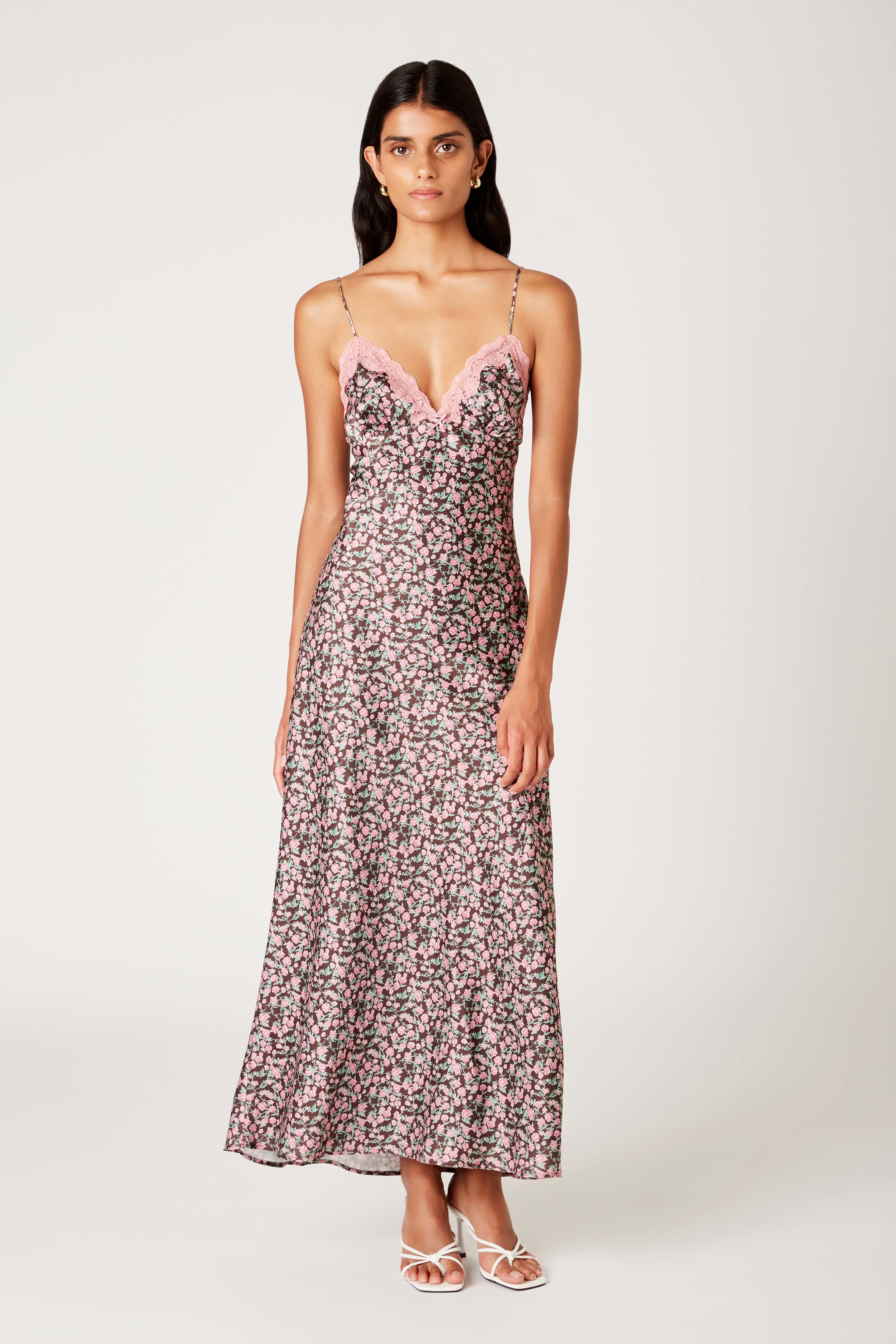 Jasmine Dress in brown front view