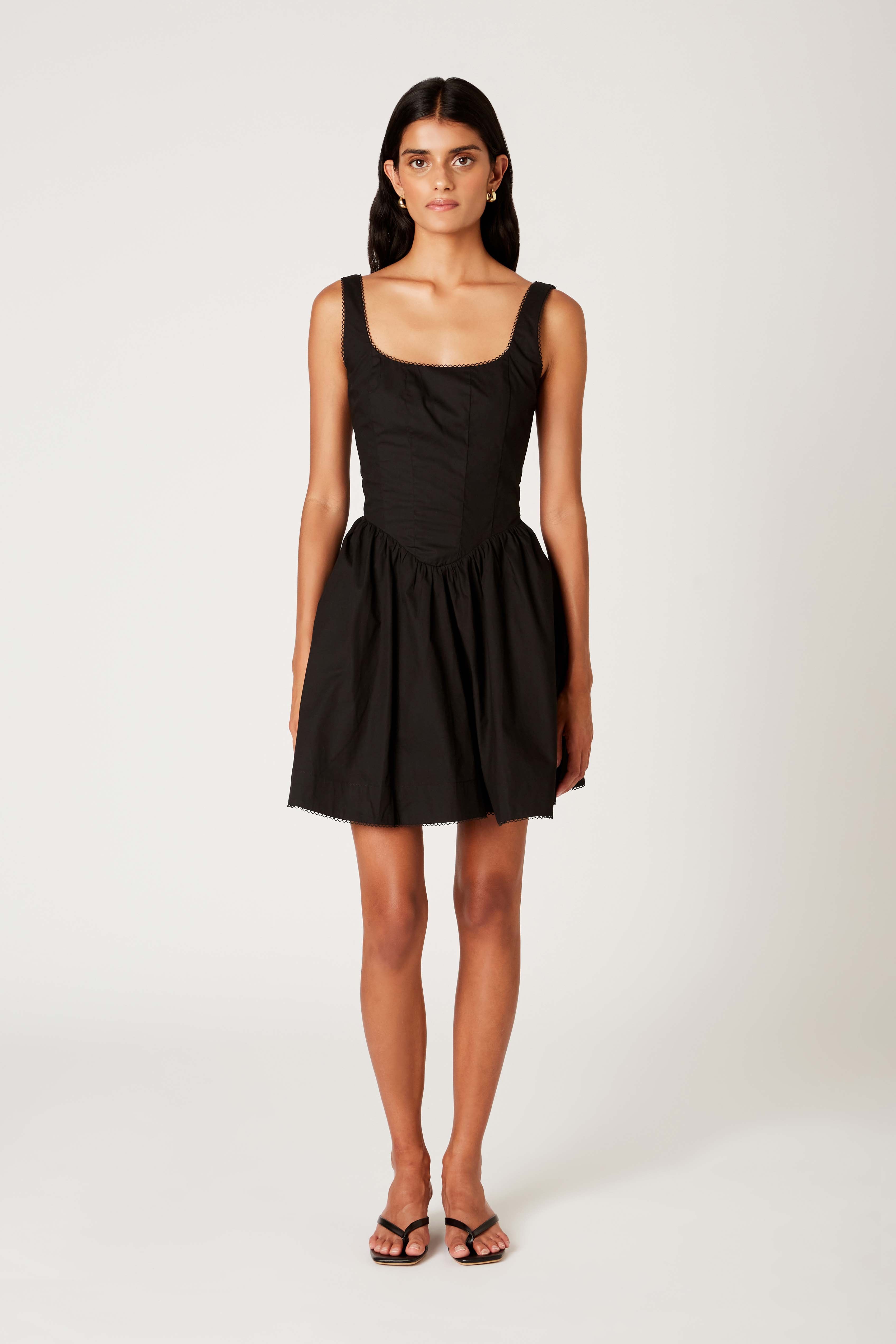 Kennedy Dress in black front view