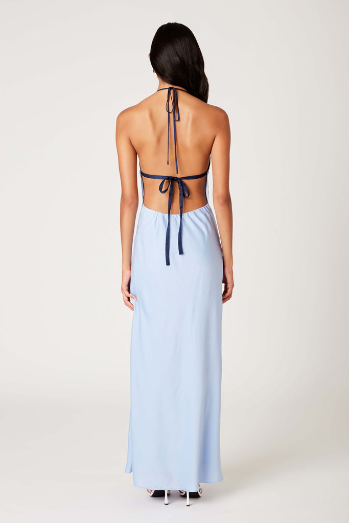 Wolfe Dress in chambray/navy back view