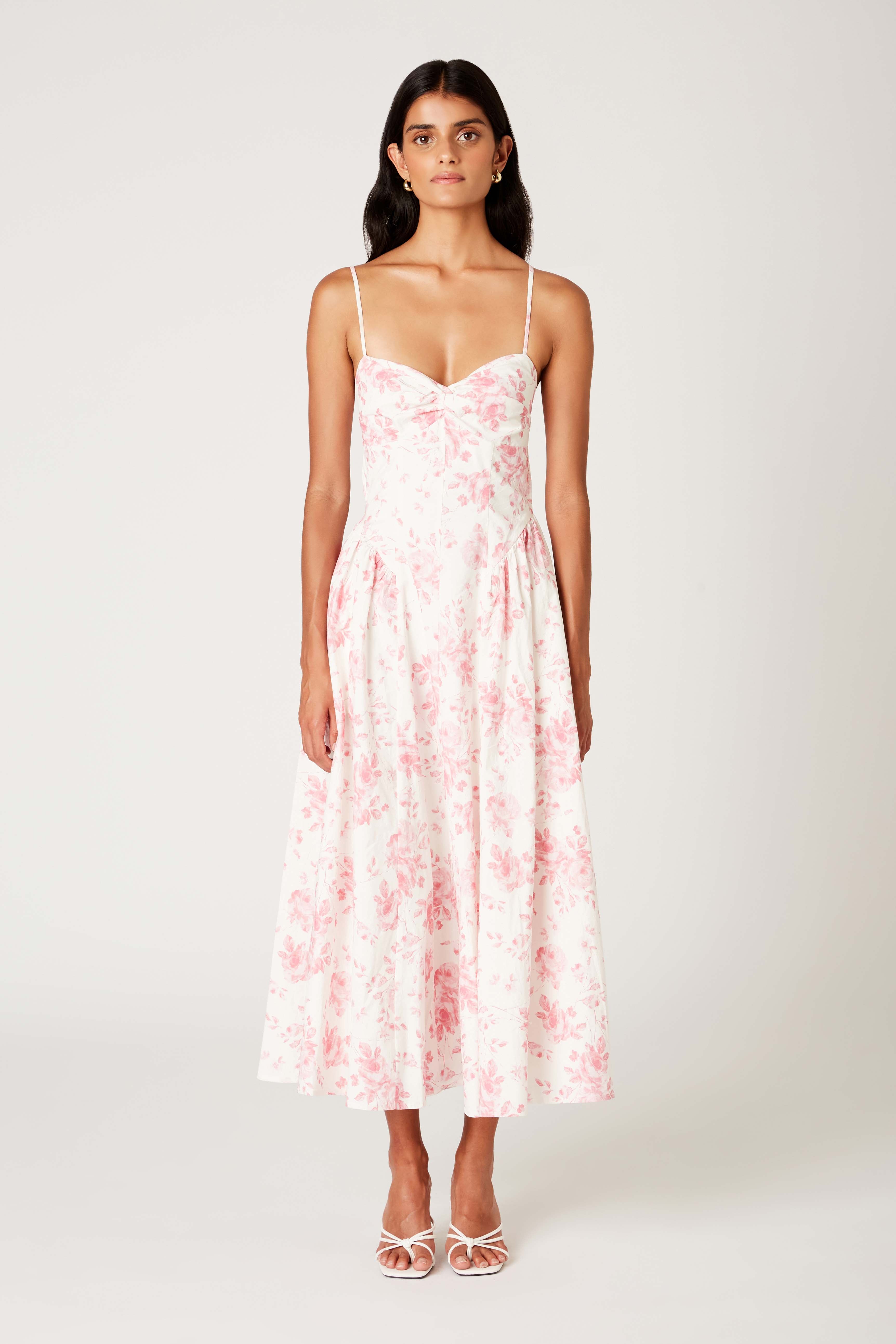 Destene Dress in rose/white front view