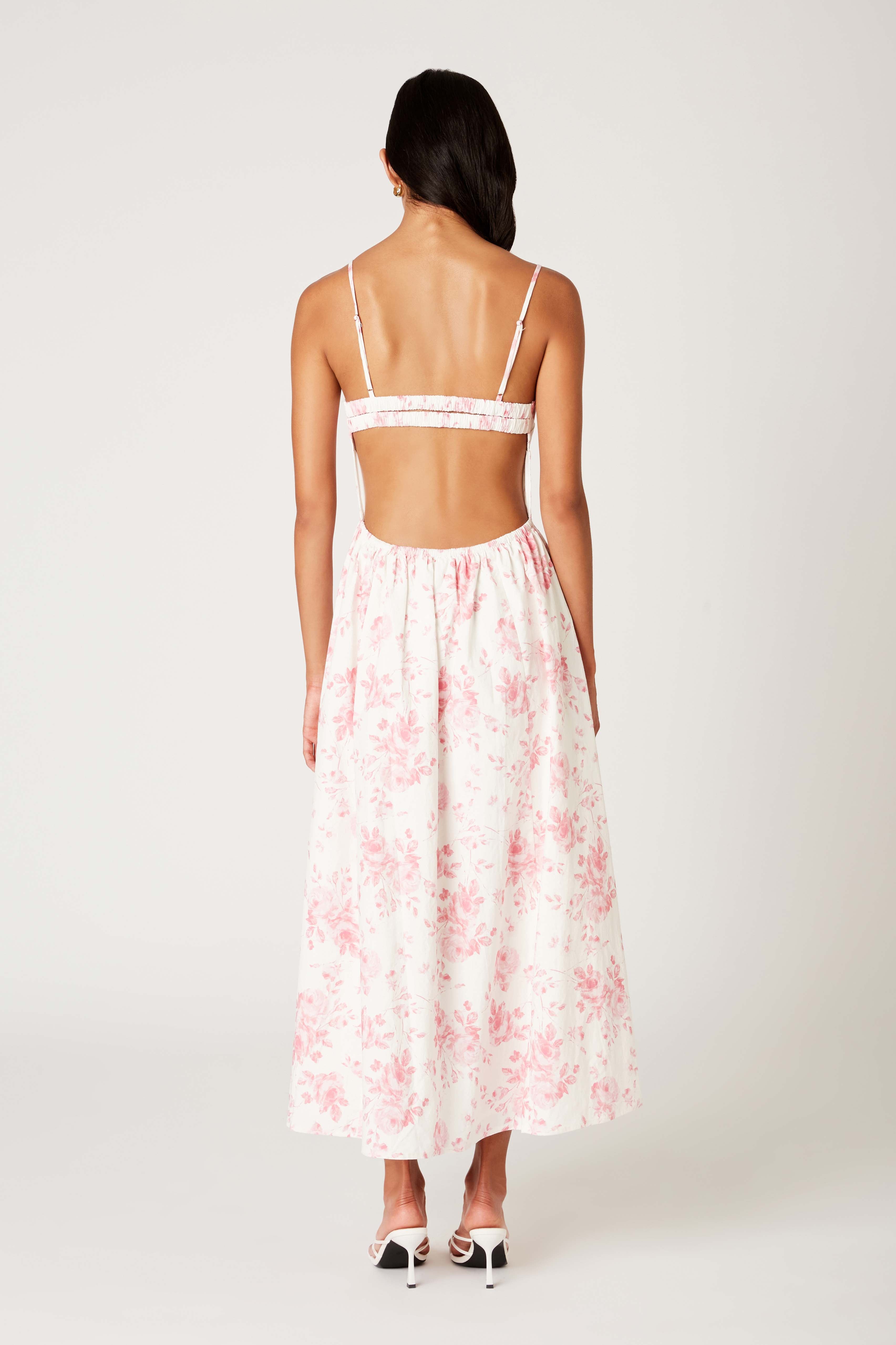 Destene Dress in rose/white back view