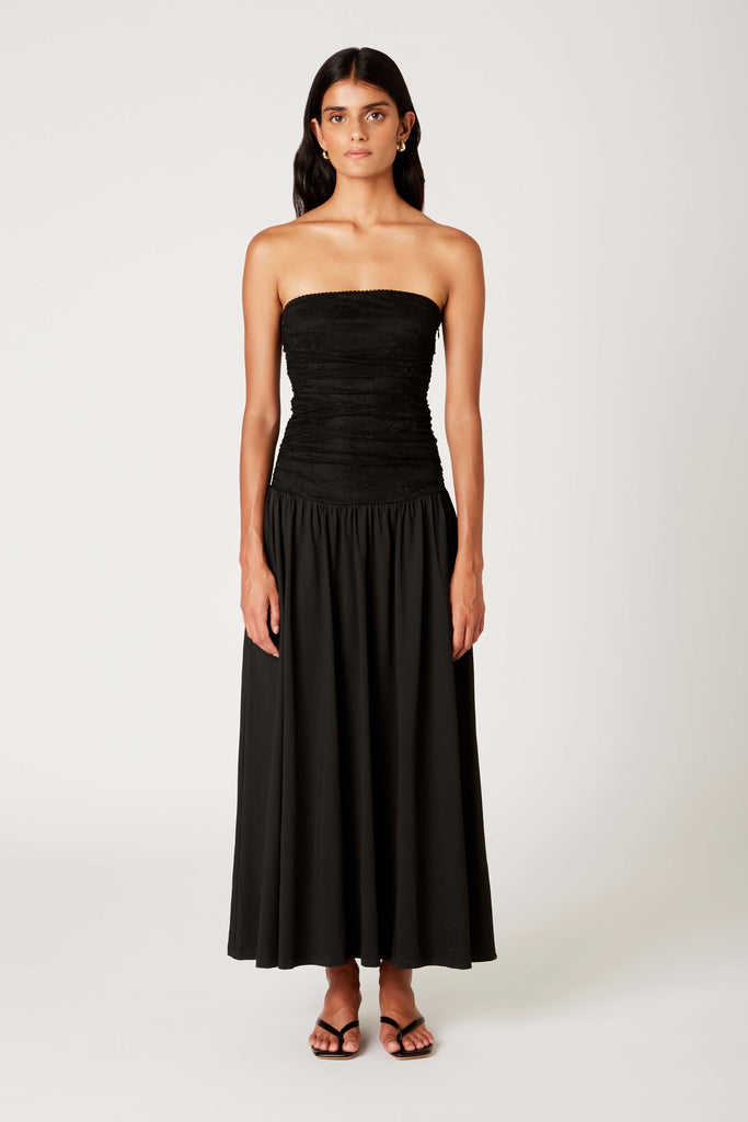 Santal Dress in black front view