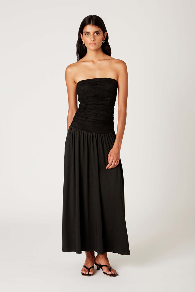 Santal Dress in black front view