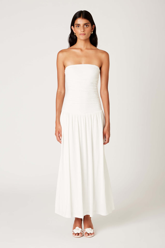 Santal Dress in white front view