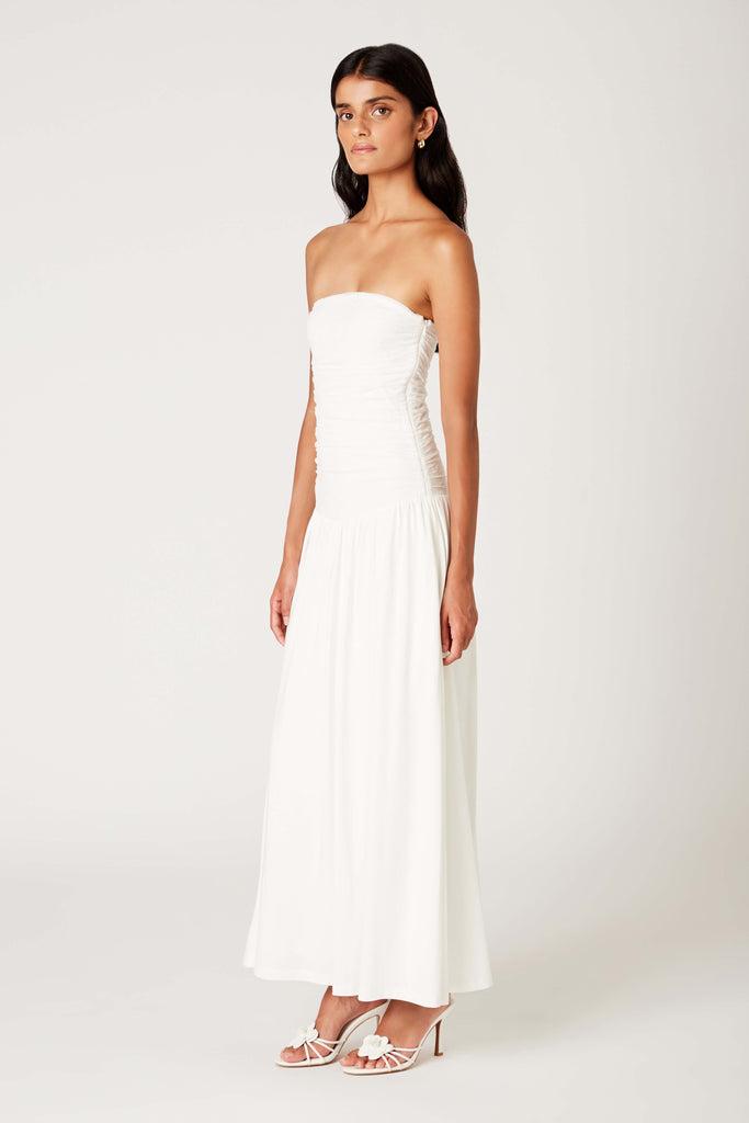 Santal Dress in white side view