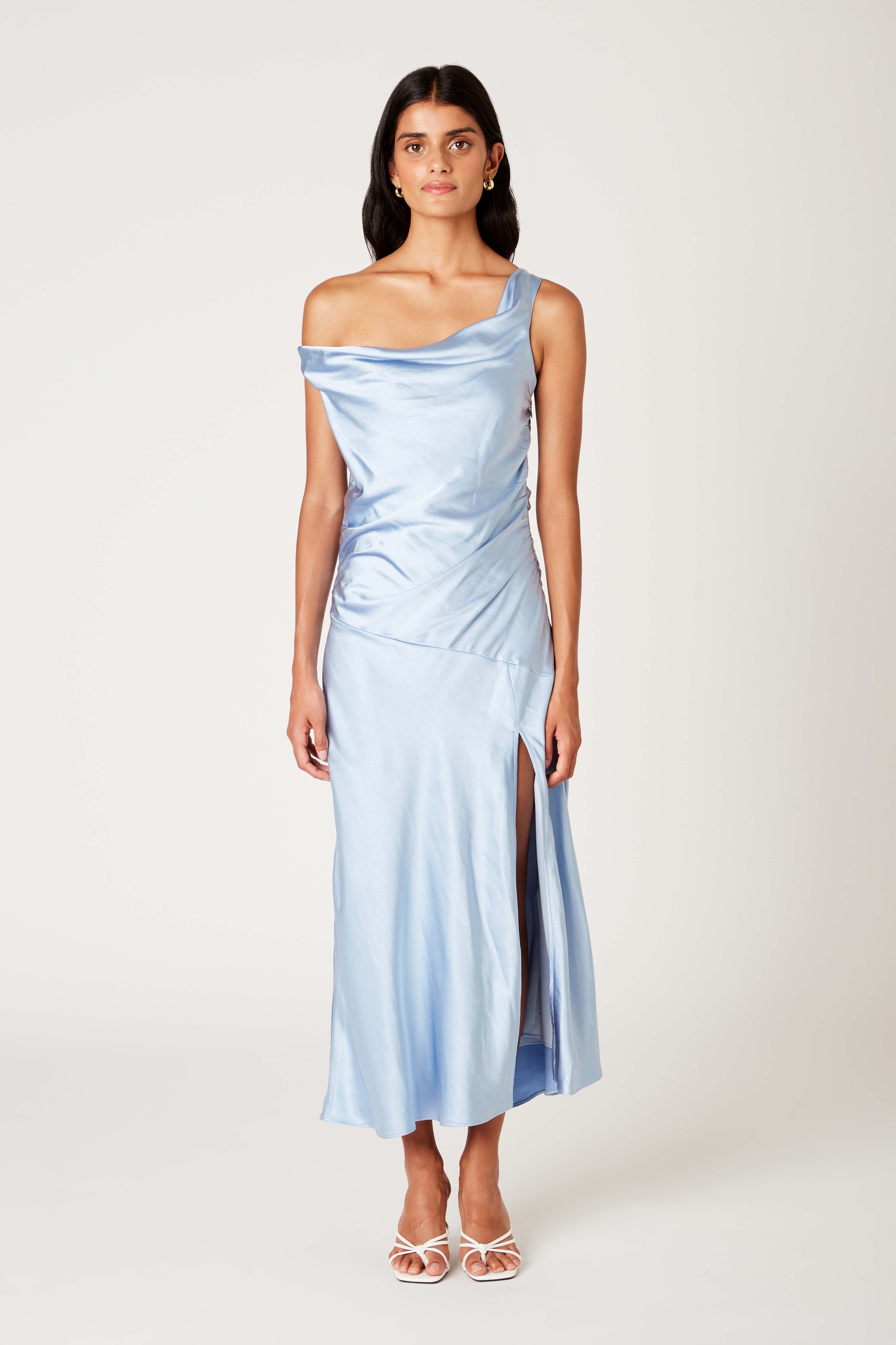 Tori Dress in ciel front view