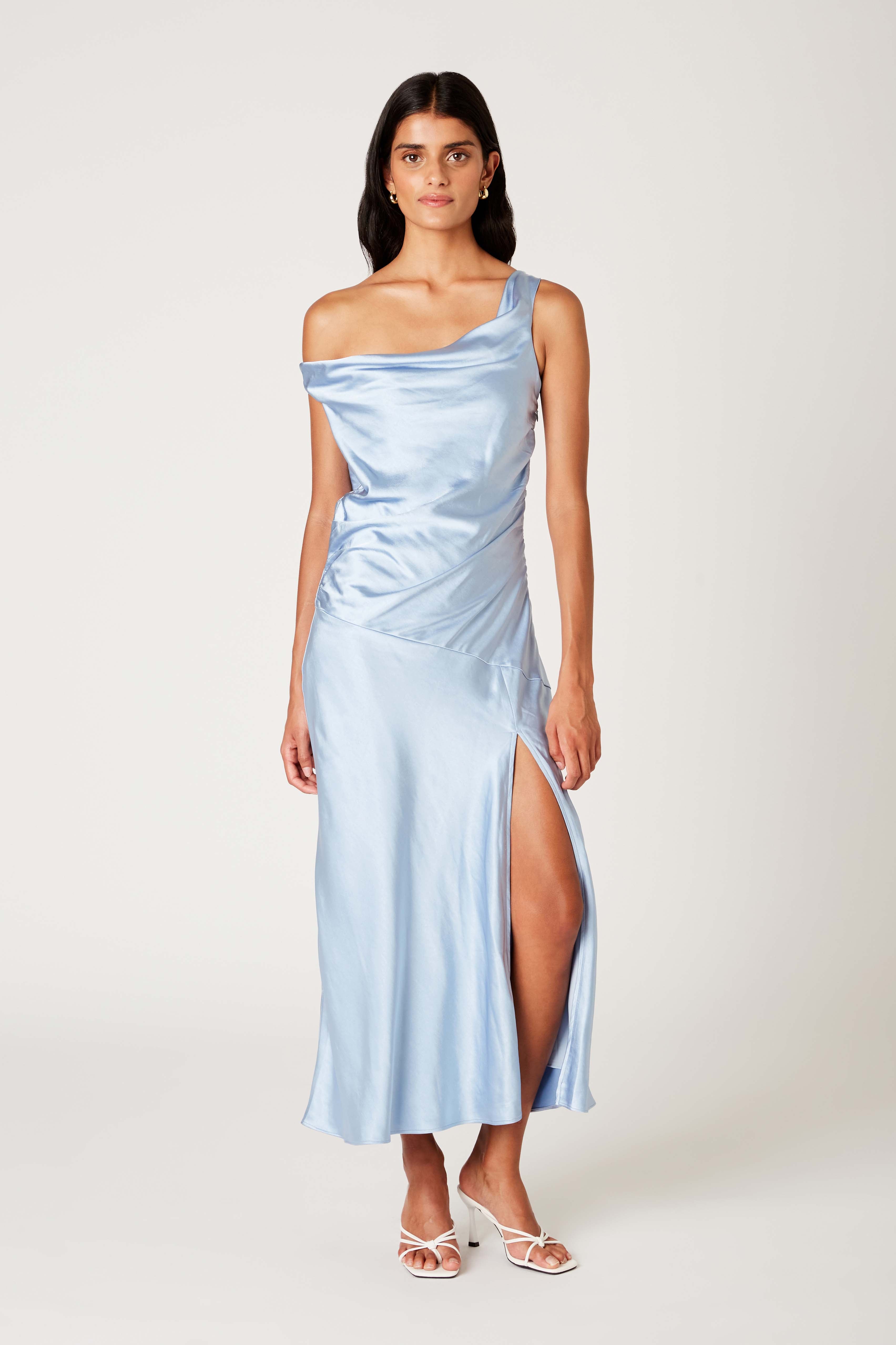 Tori Dress in ciel front view