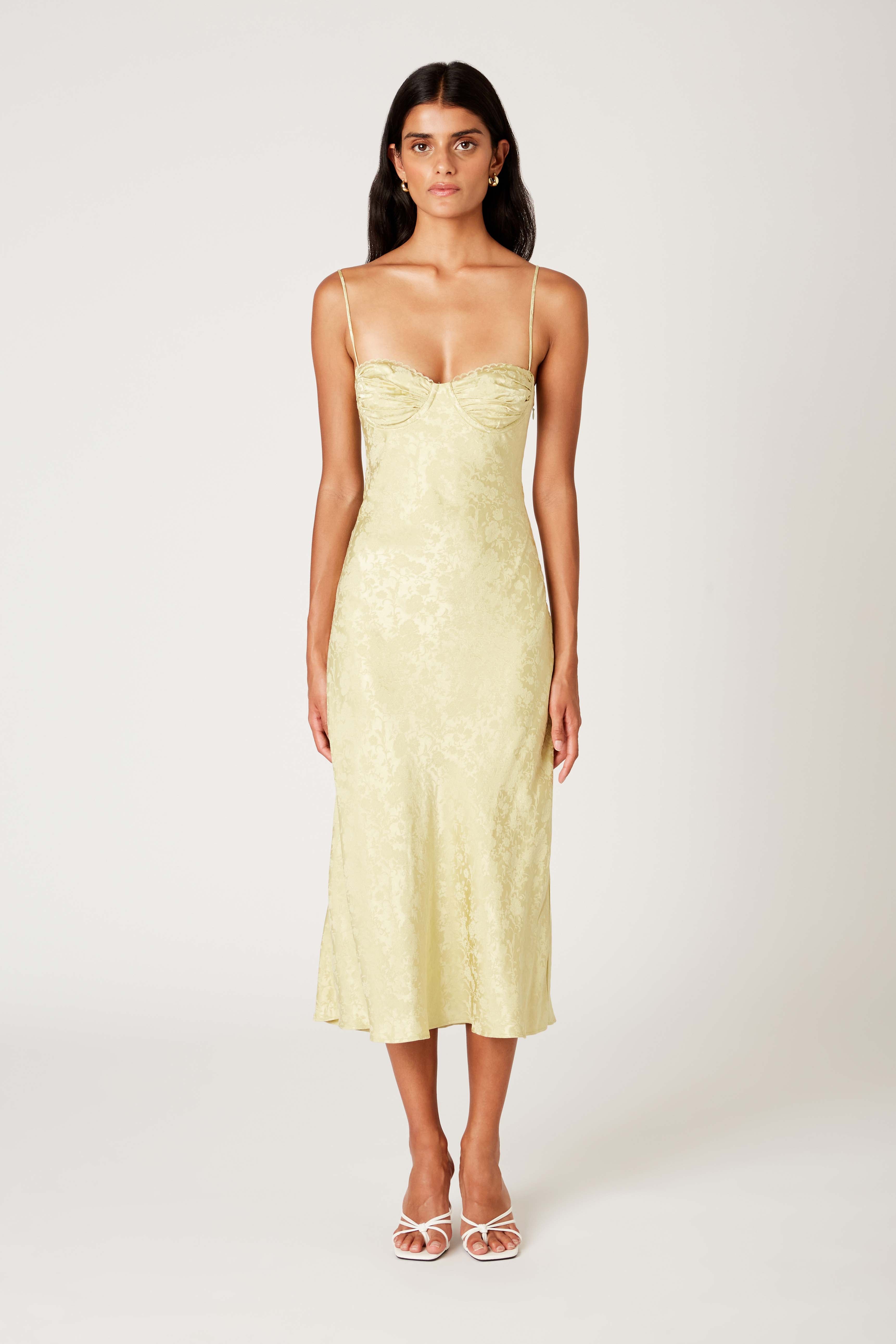 Samson Dress in lemongrass front view