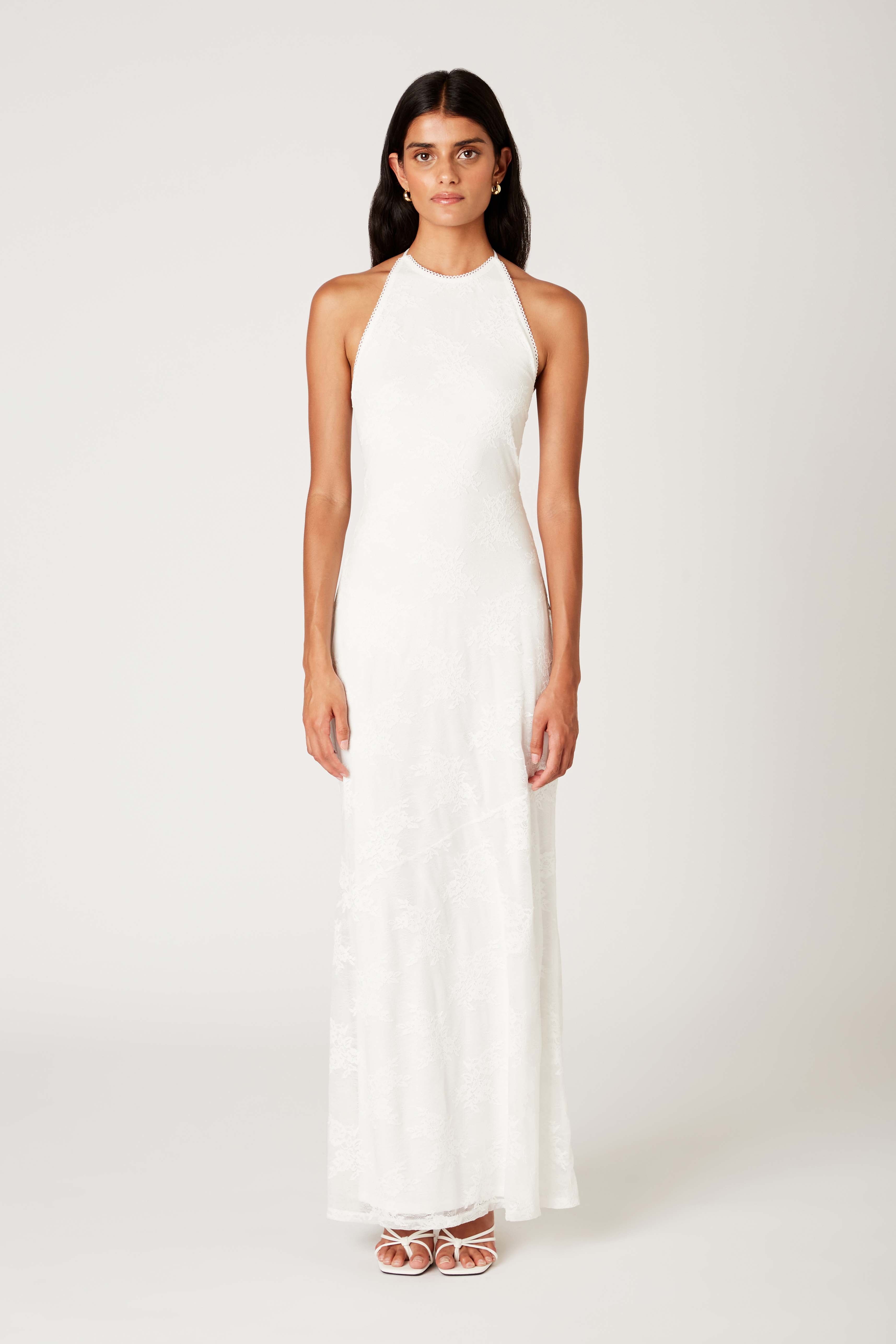 Glen Dress in white front view