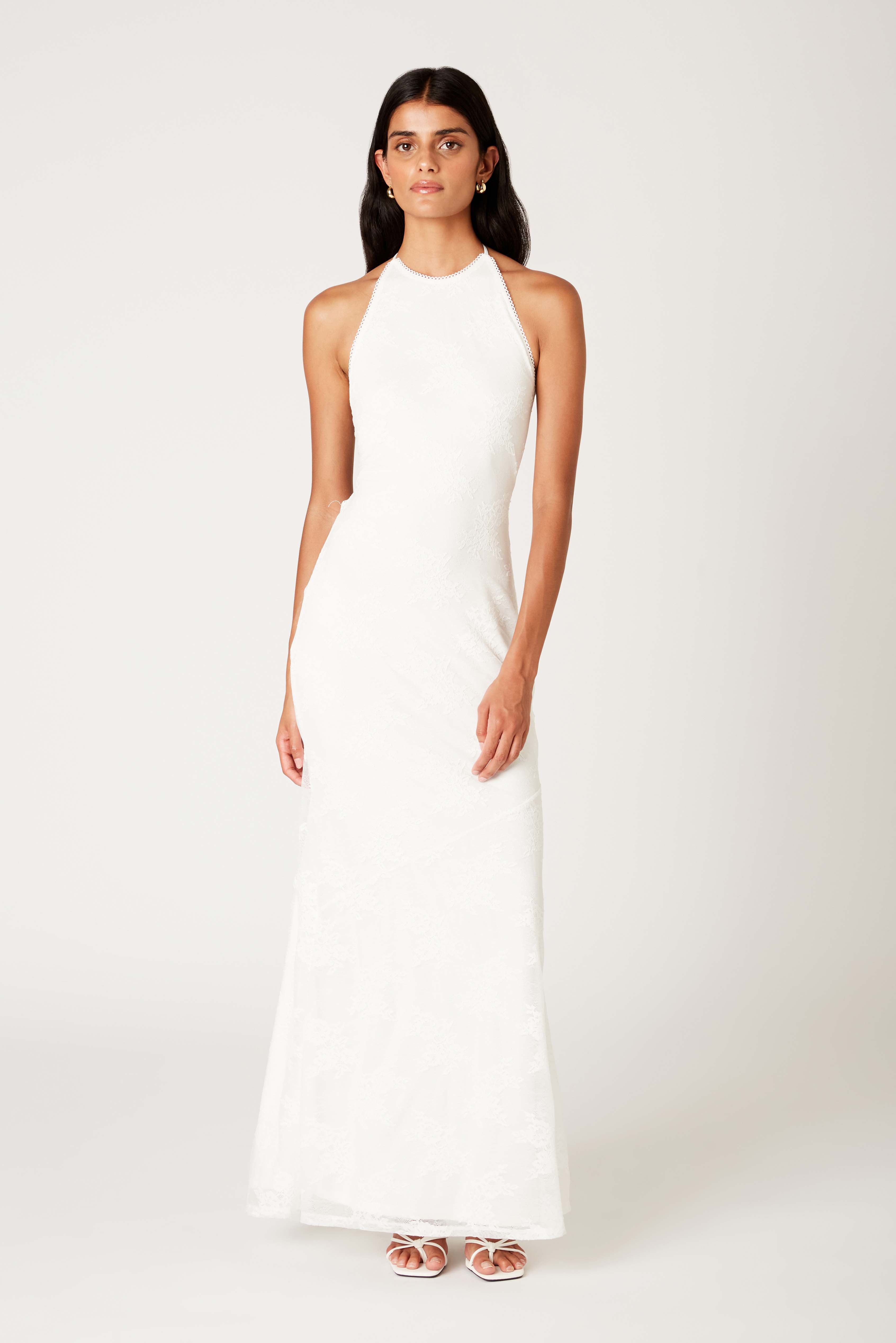Glen Dress in white front view