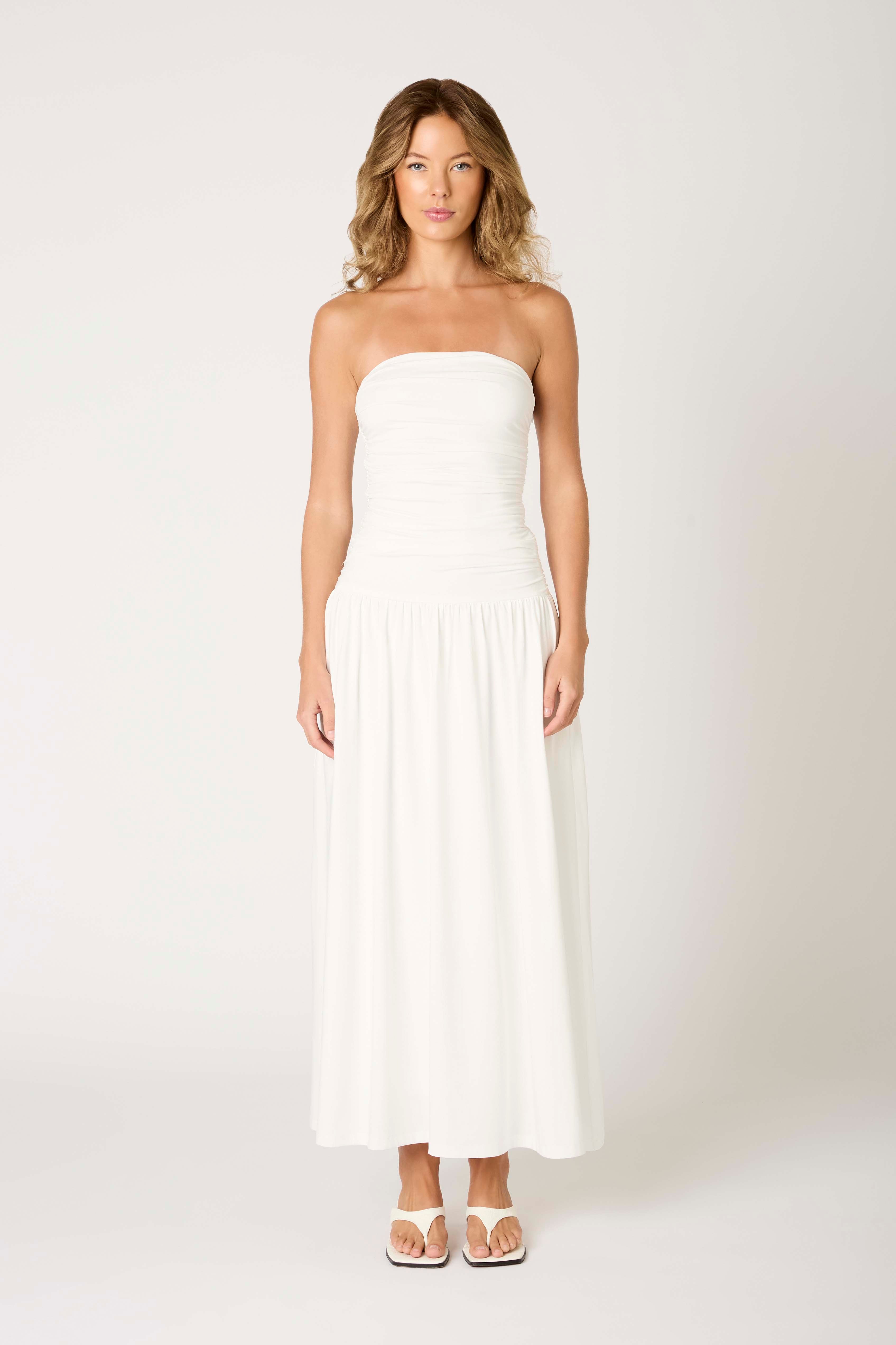 Santal Dress in white front view
