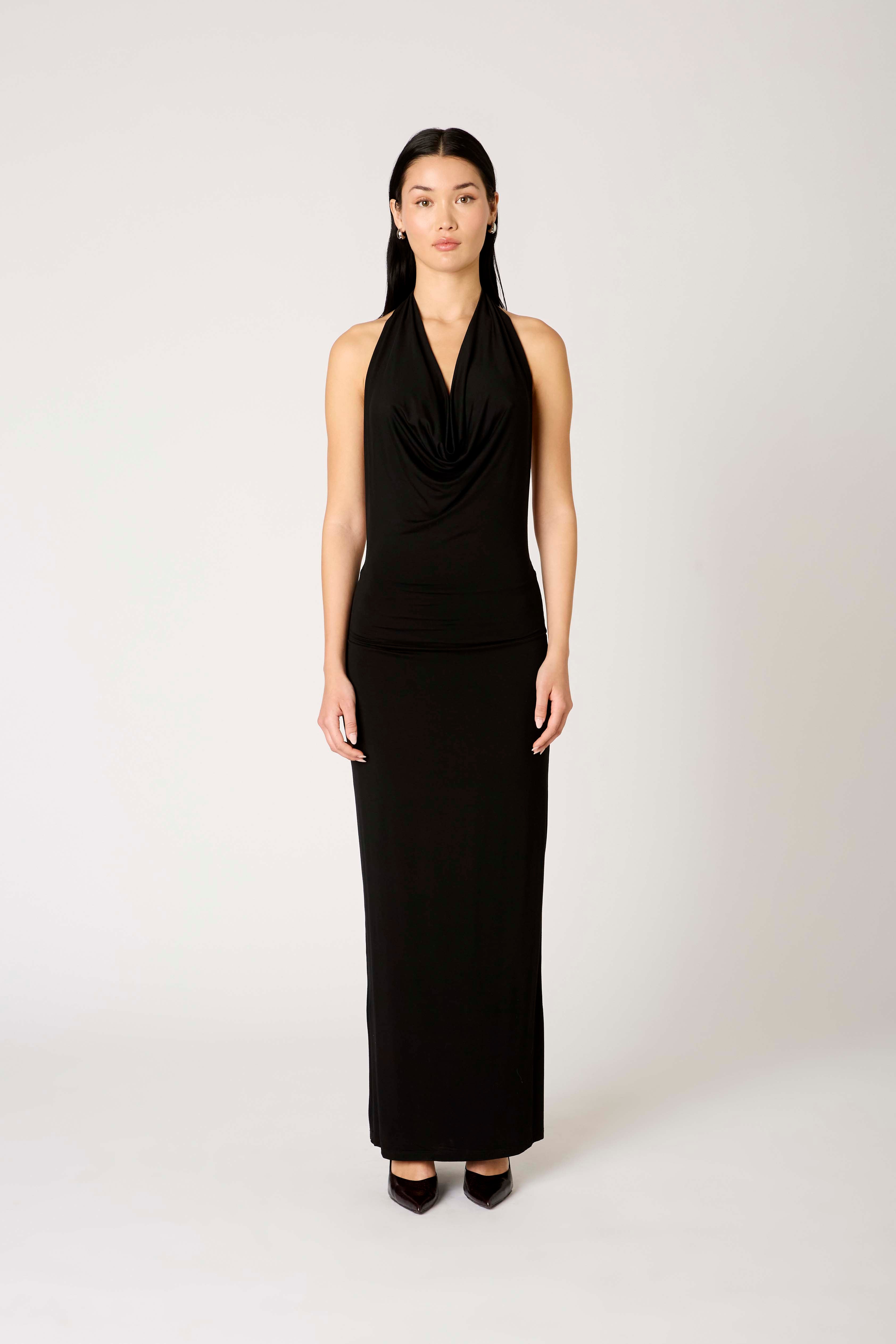 Xenia Dress in black front view