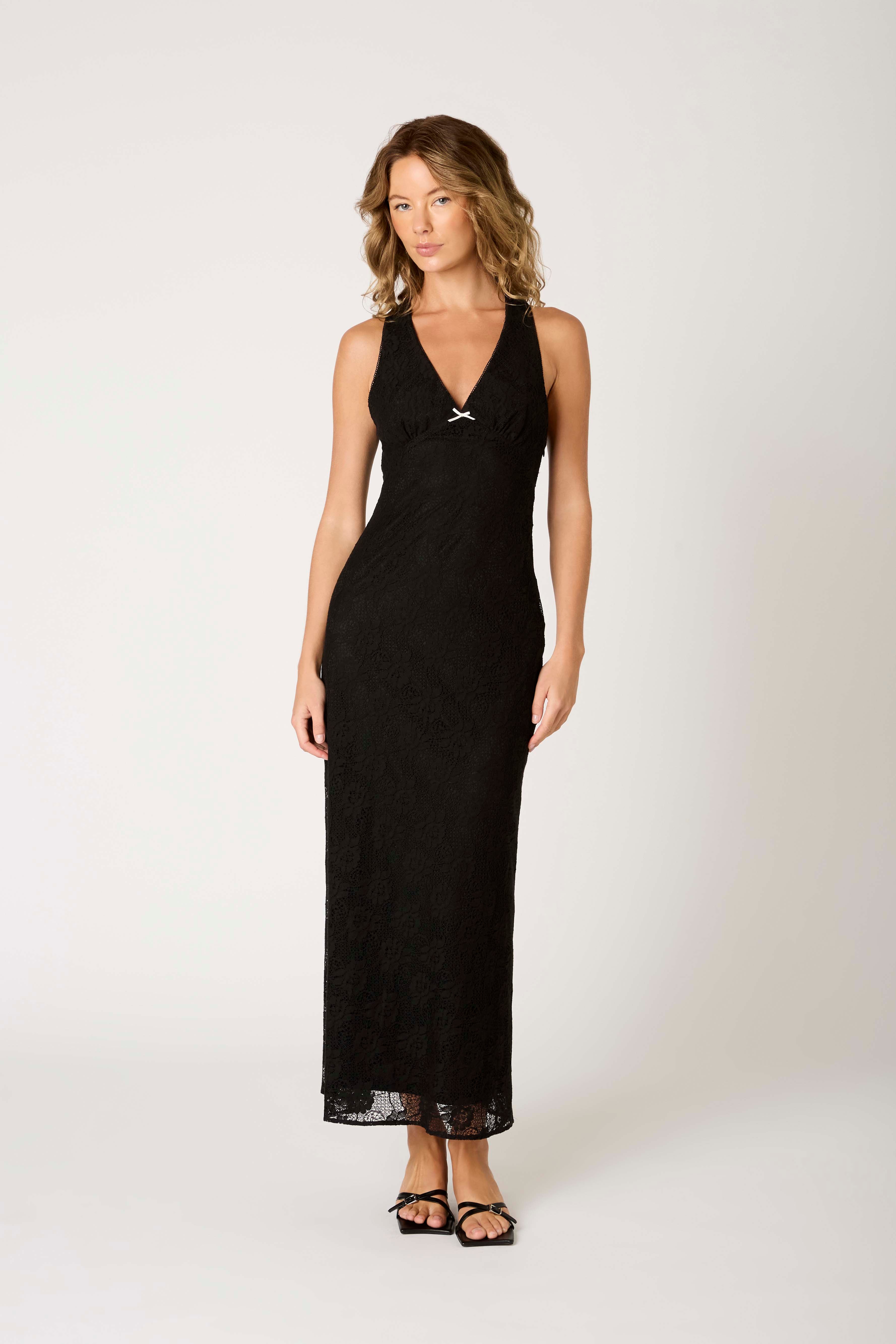 Tasha Dress in black front view