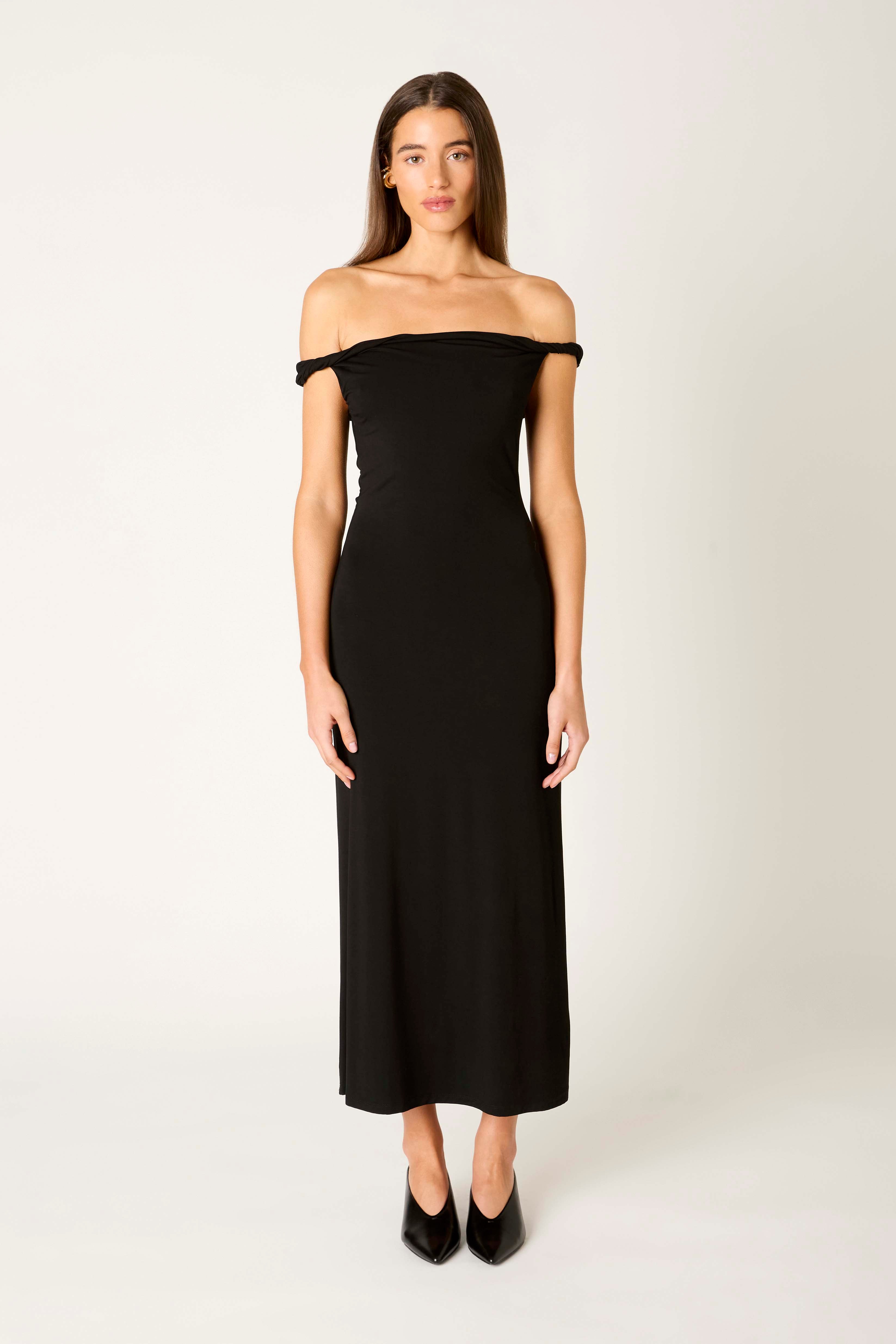 Carmella Dress in black front view