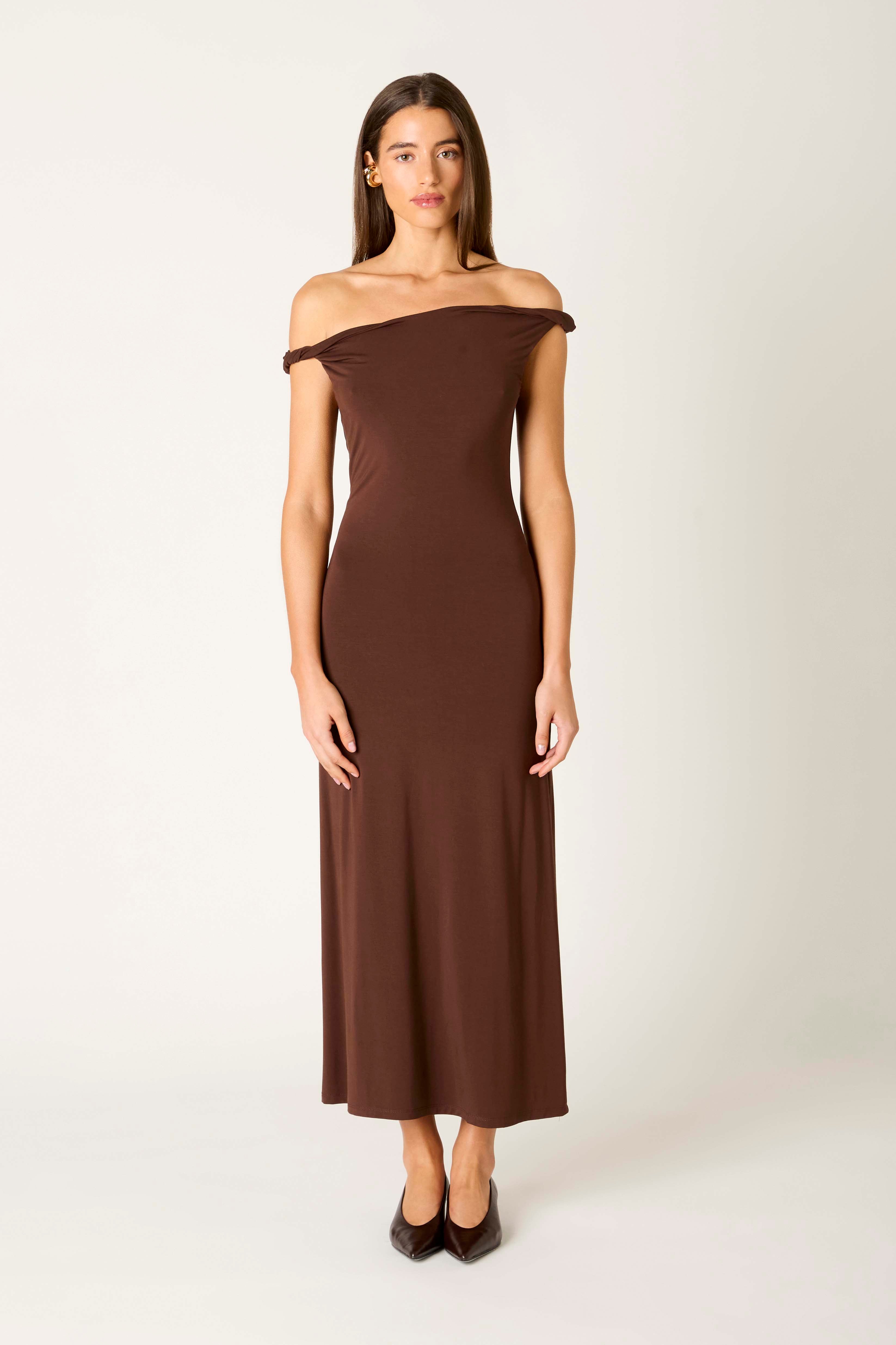 Carmella Dress in espresso front view