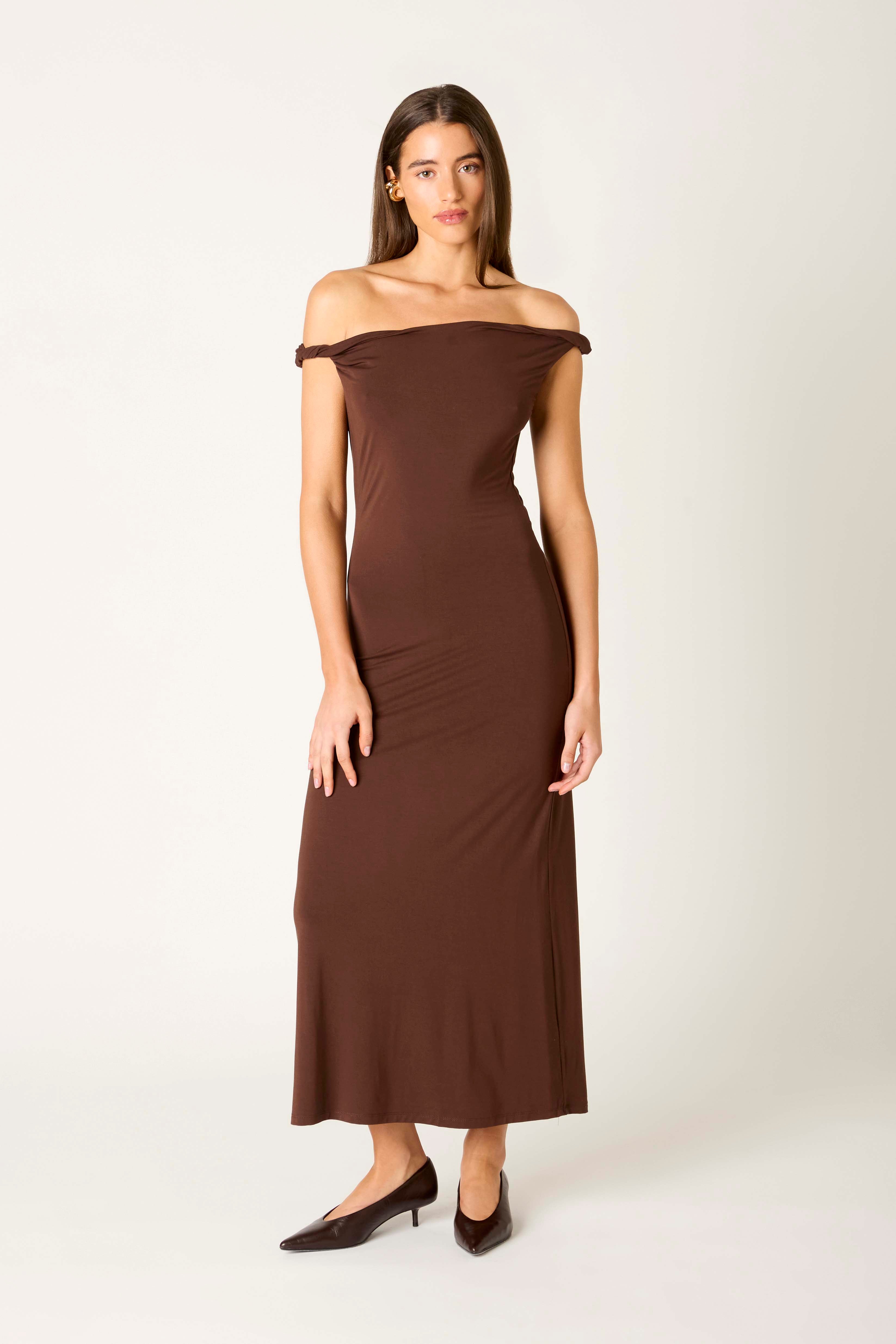 Carmella Dress in espresso front view