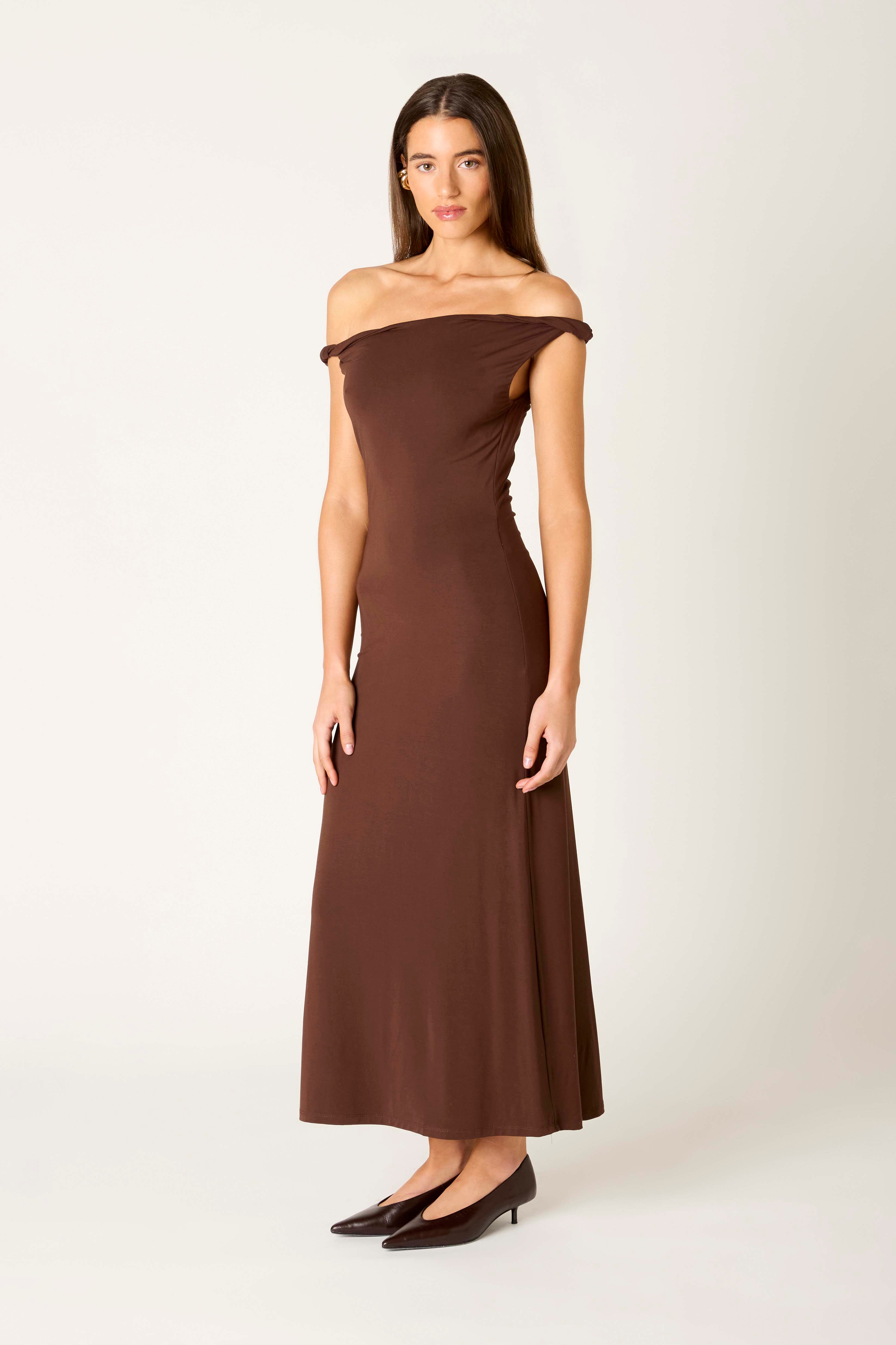 Carmella Dress in espresso side view