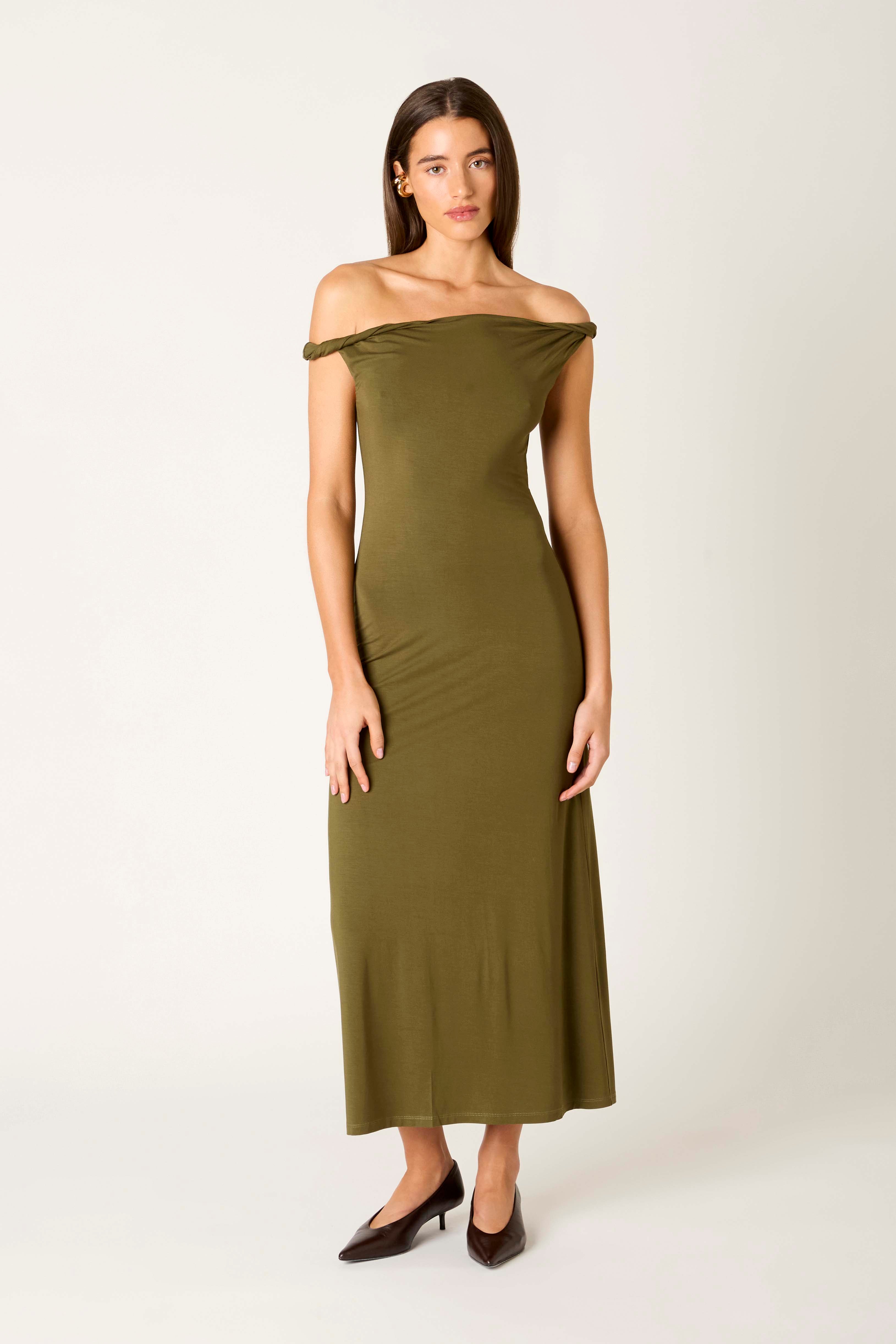 Carmella Dress in olive front view