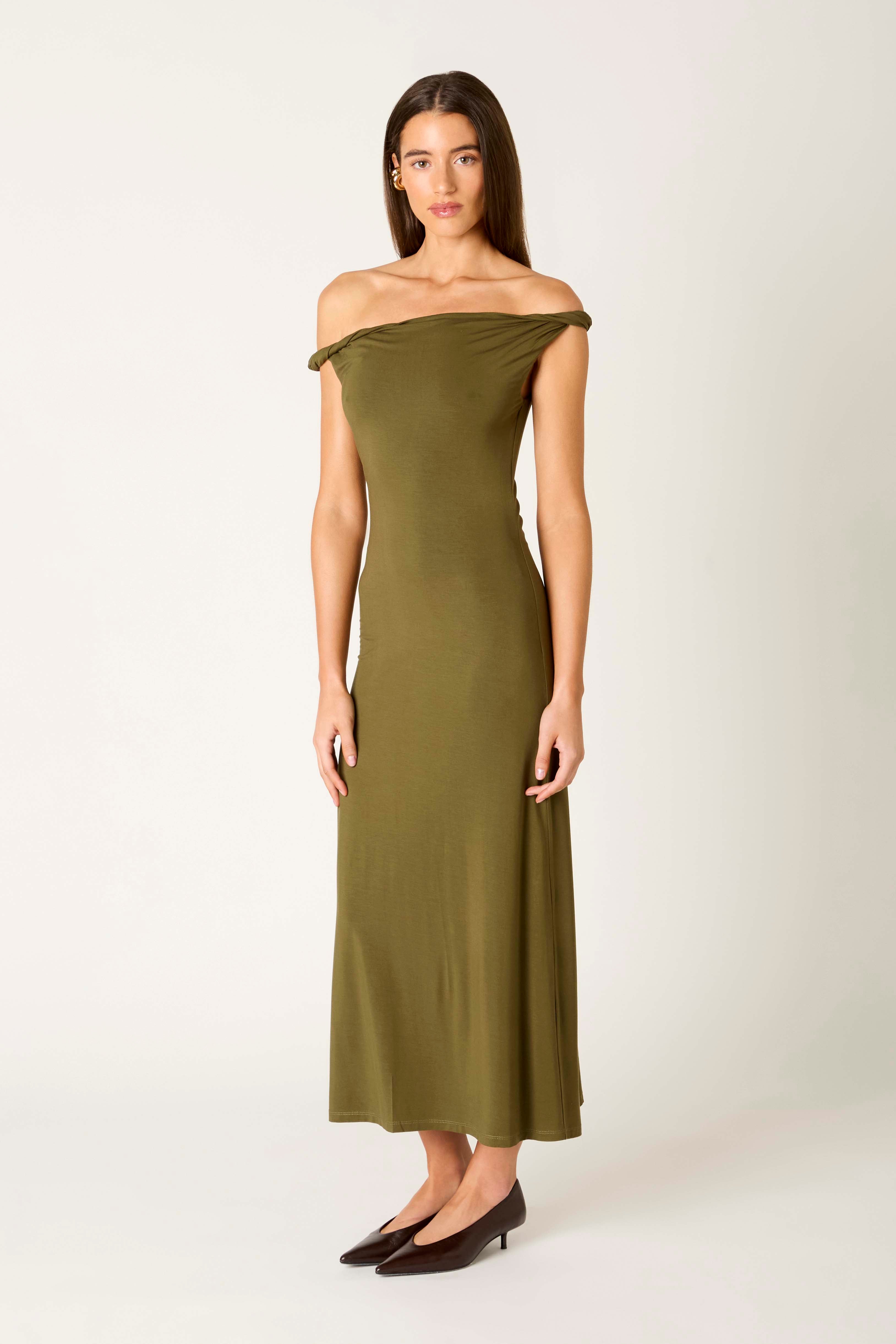 Carmella Dress in olive side view