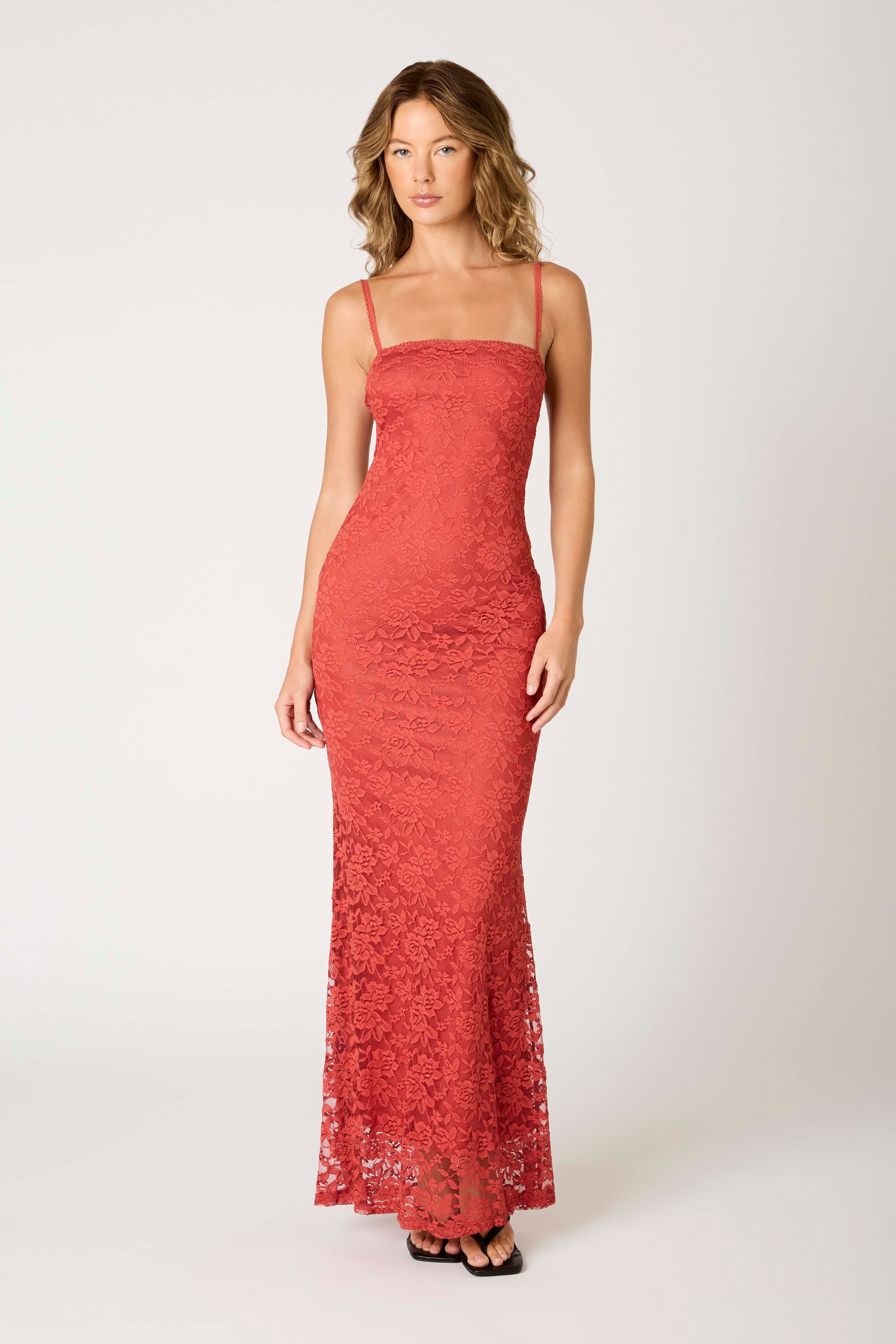 Vetiver Dress in marsala front view