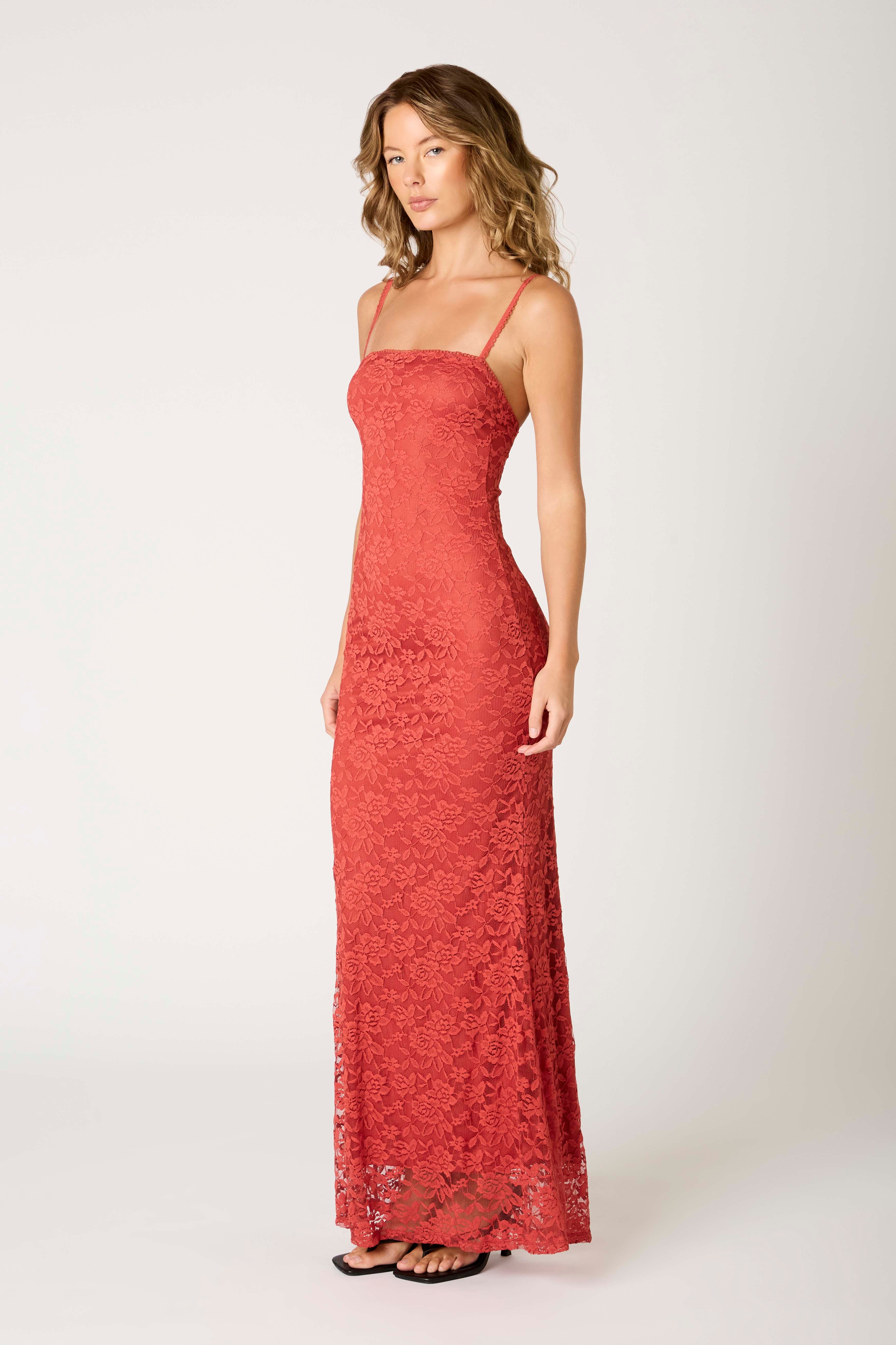 Vetiver Dress in marsala side view