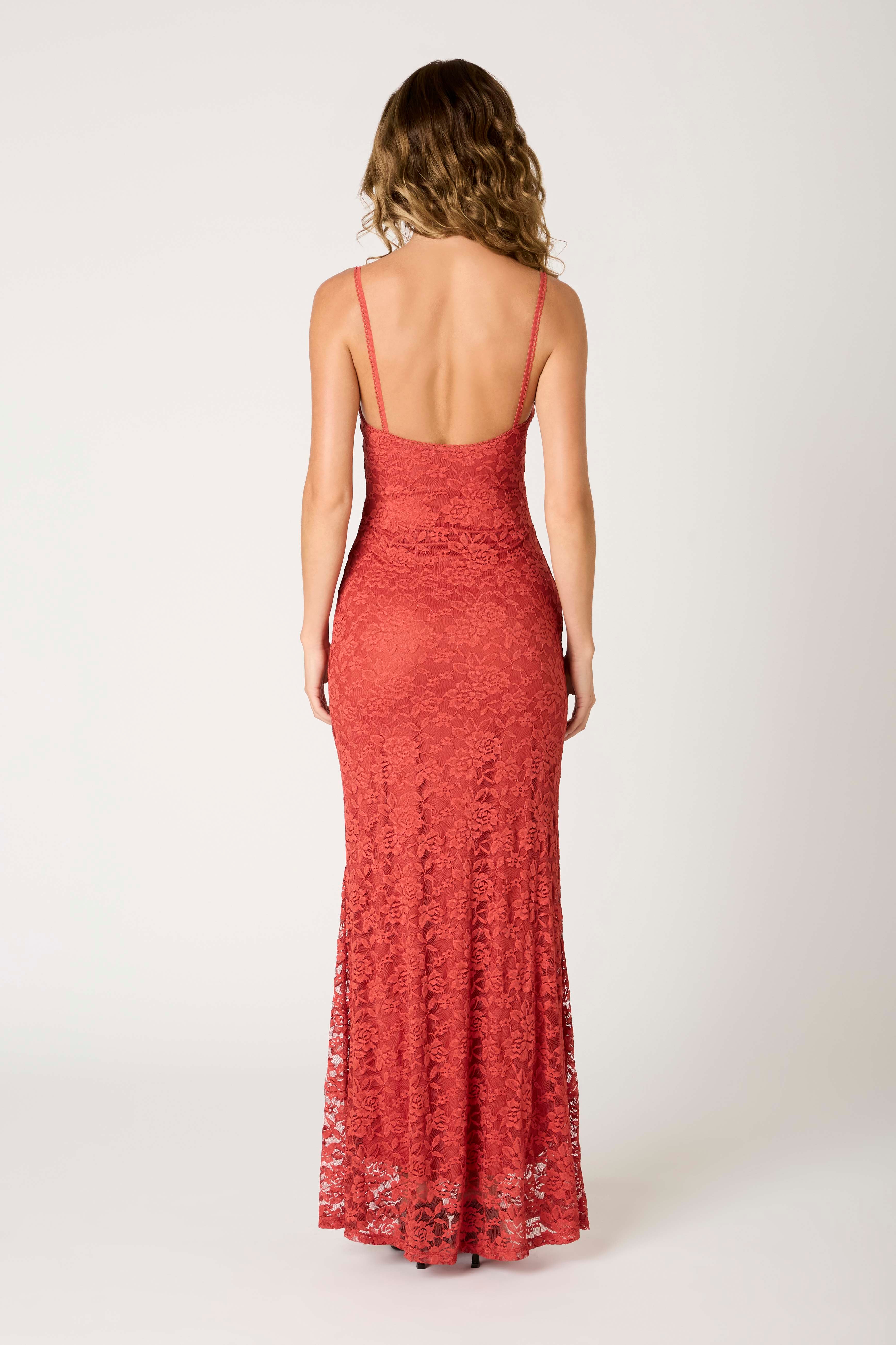 Vetiver Dress in marsala back view