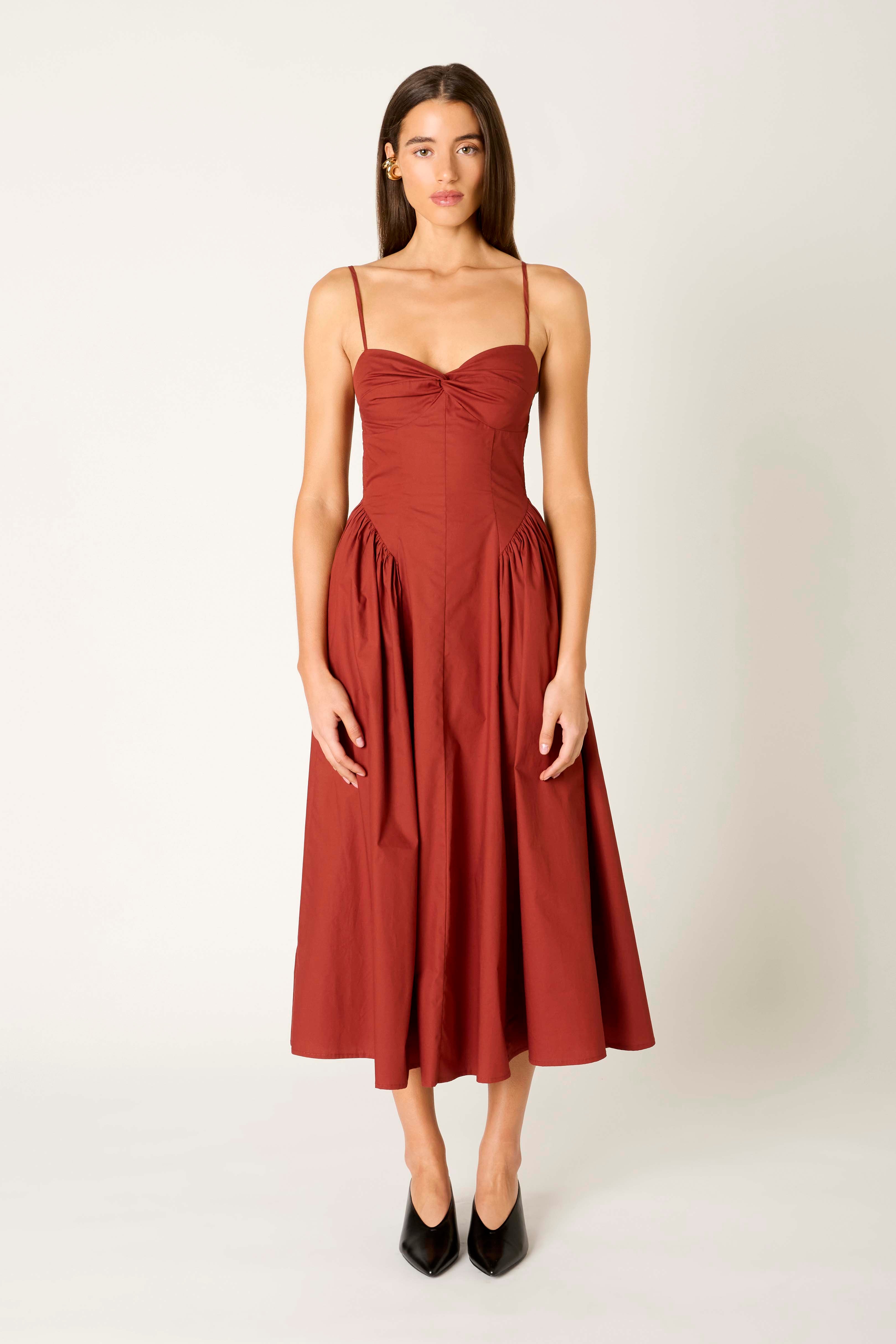 Destene Dress in cinnamon front view