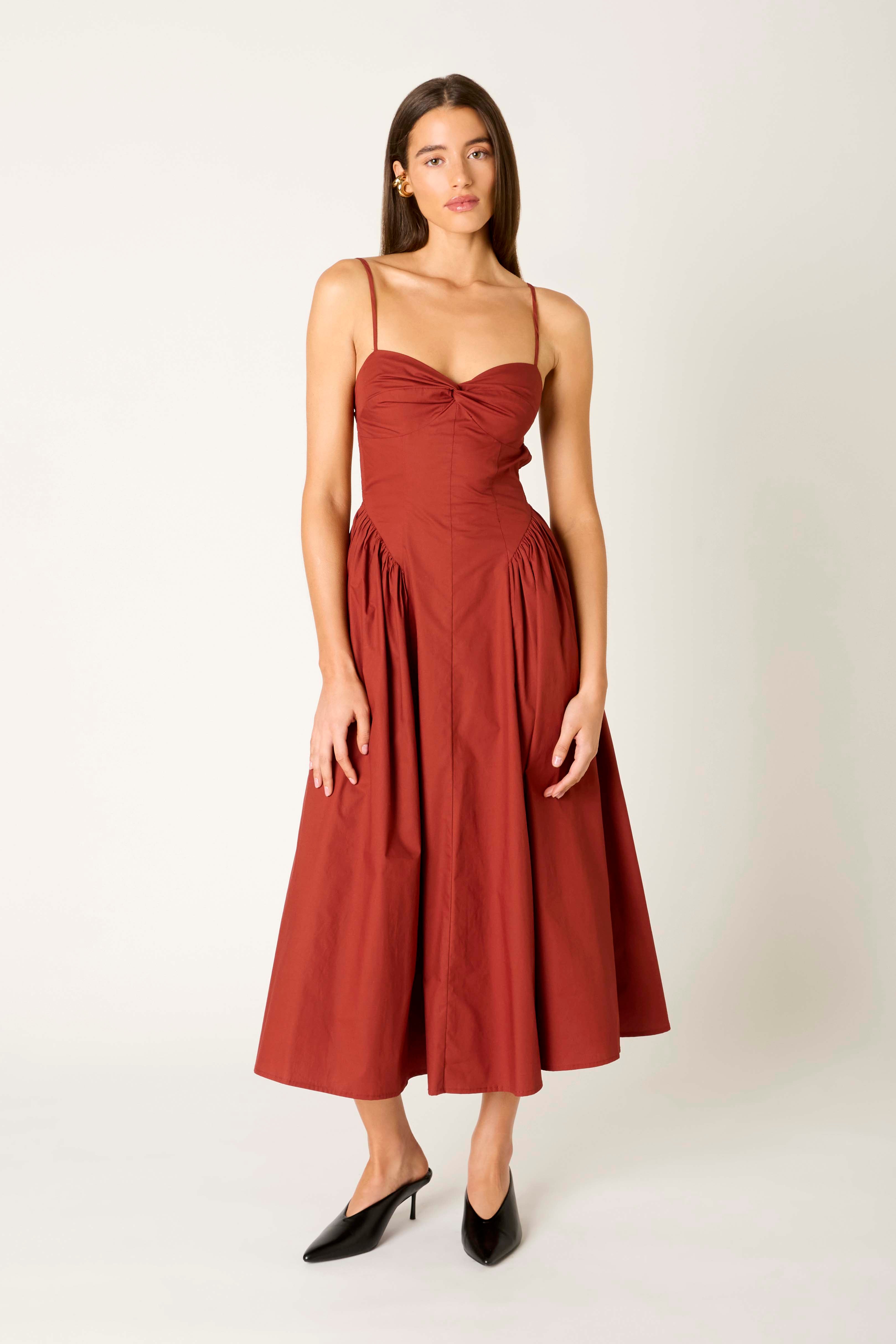 Destene Dress in cinnamon front view