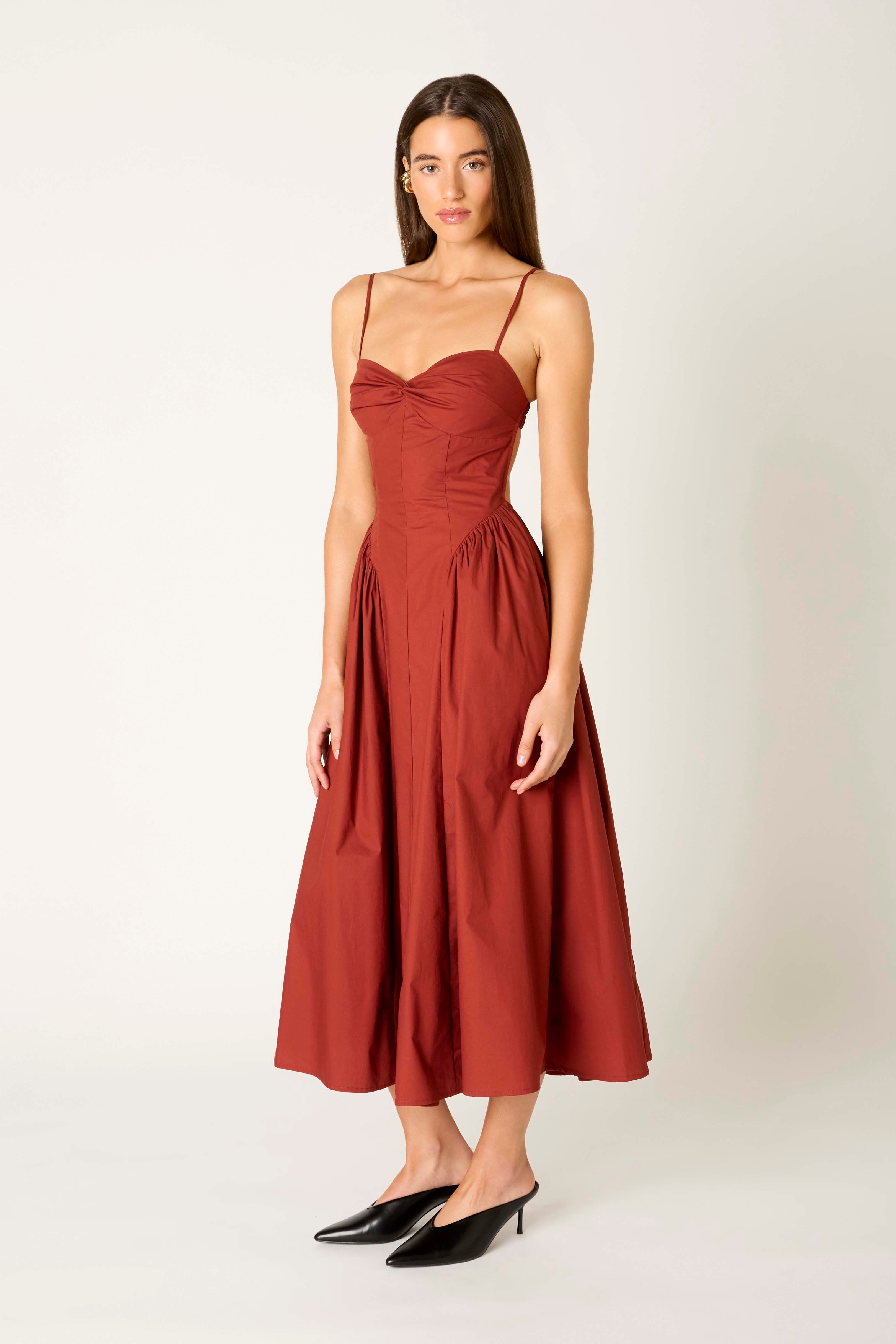 Destene Dress in cinnamon side view