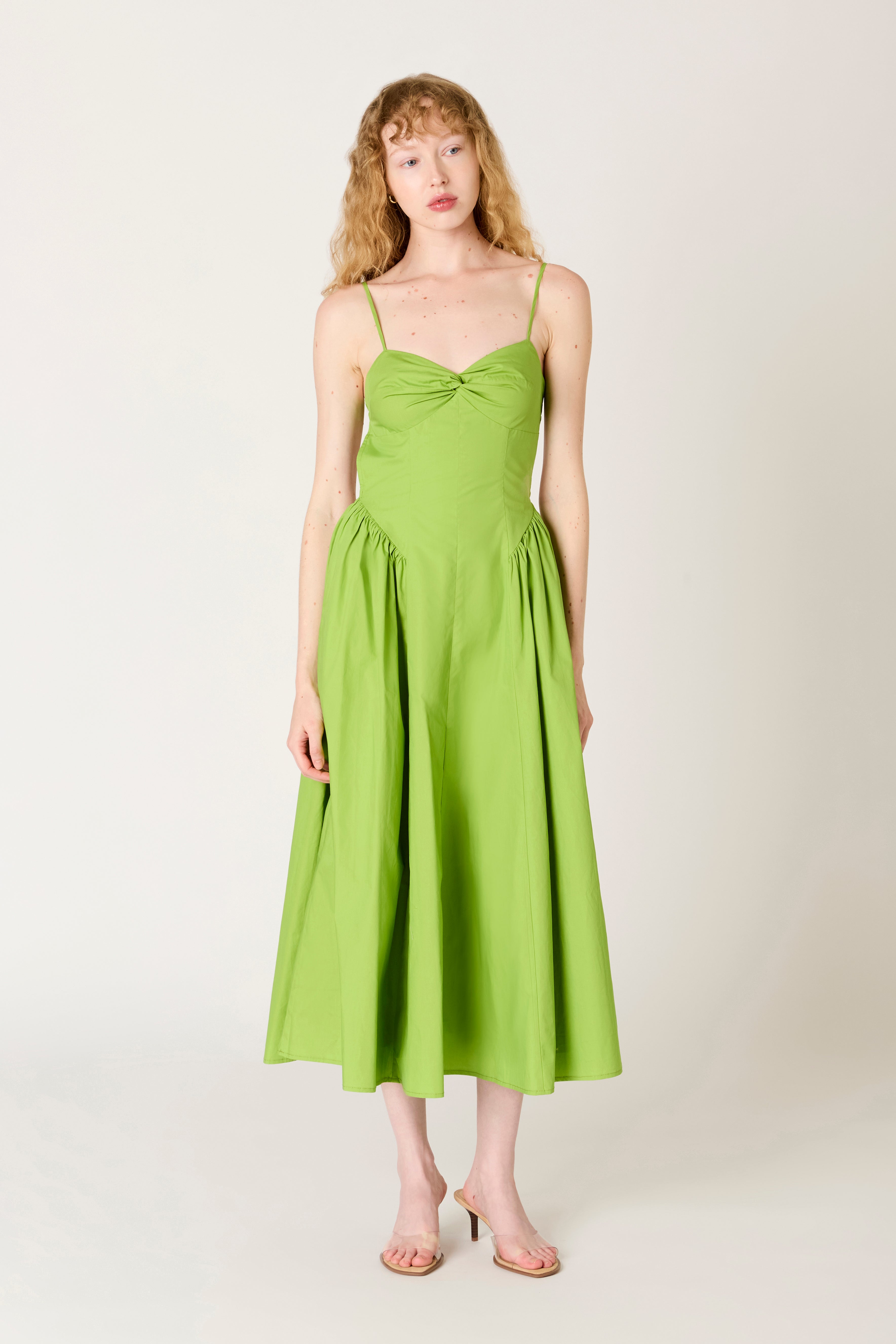 Destene Dress in matcha front view
