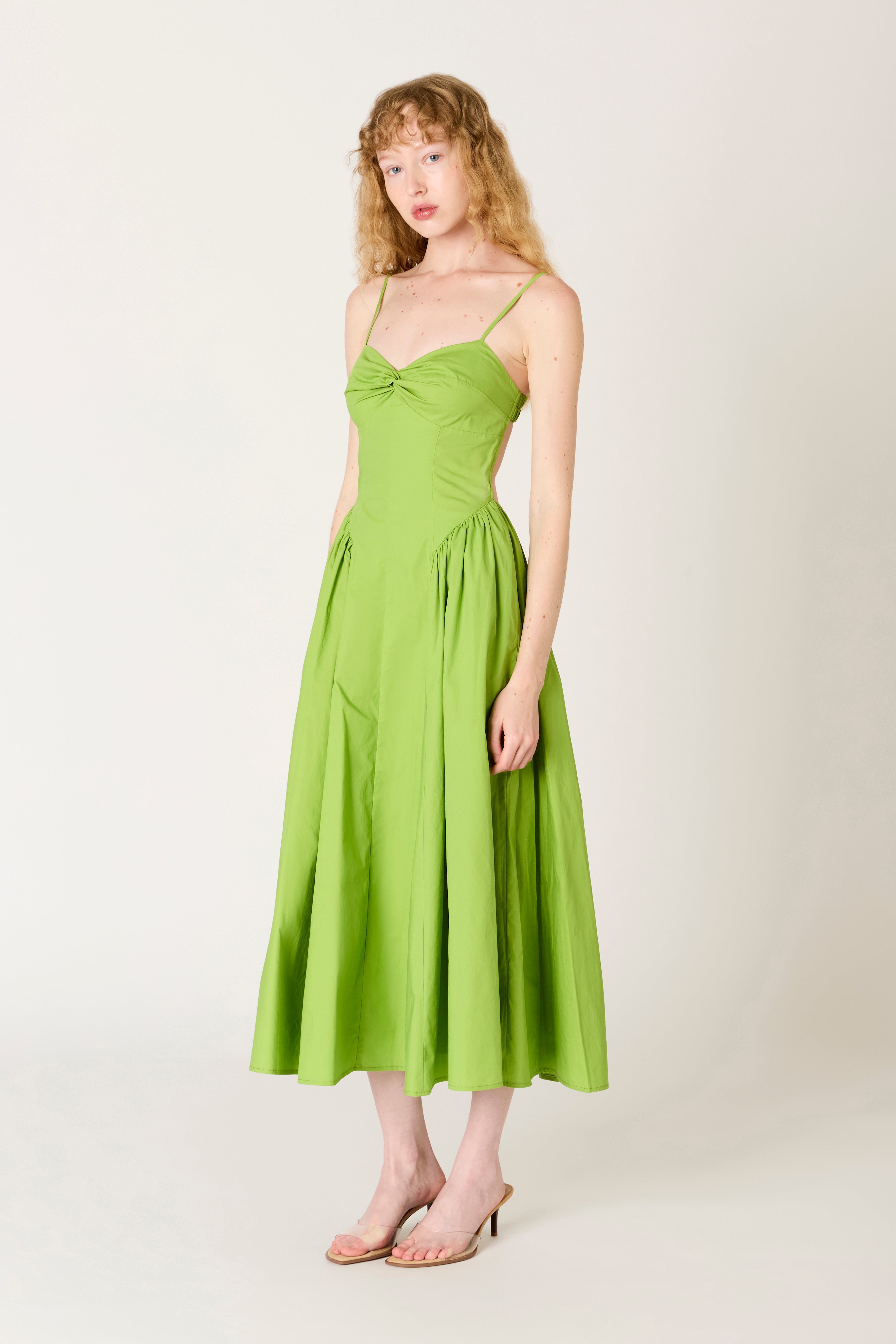 Destene Dress in matcha side view