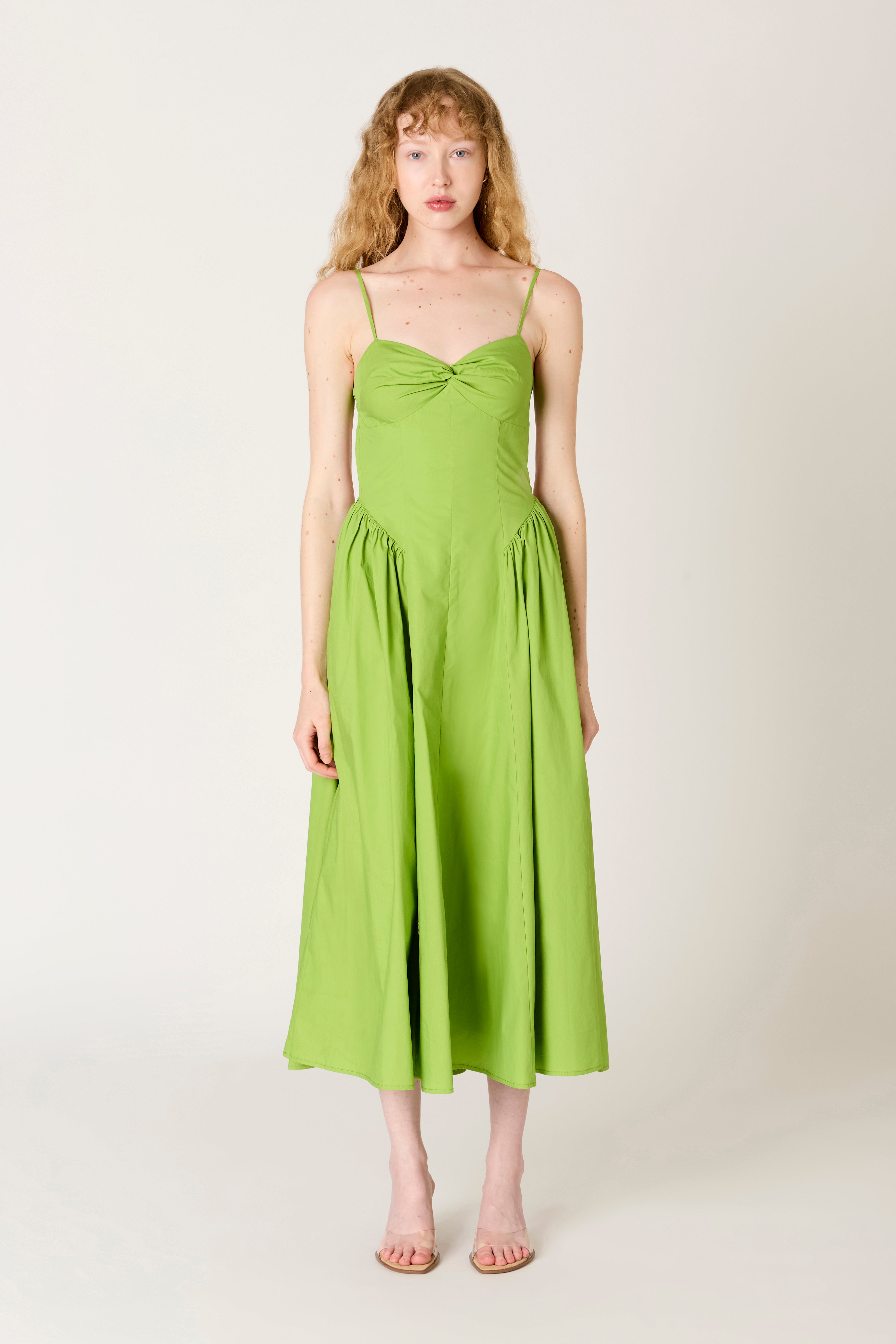 Destene Dress in matcha front view
