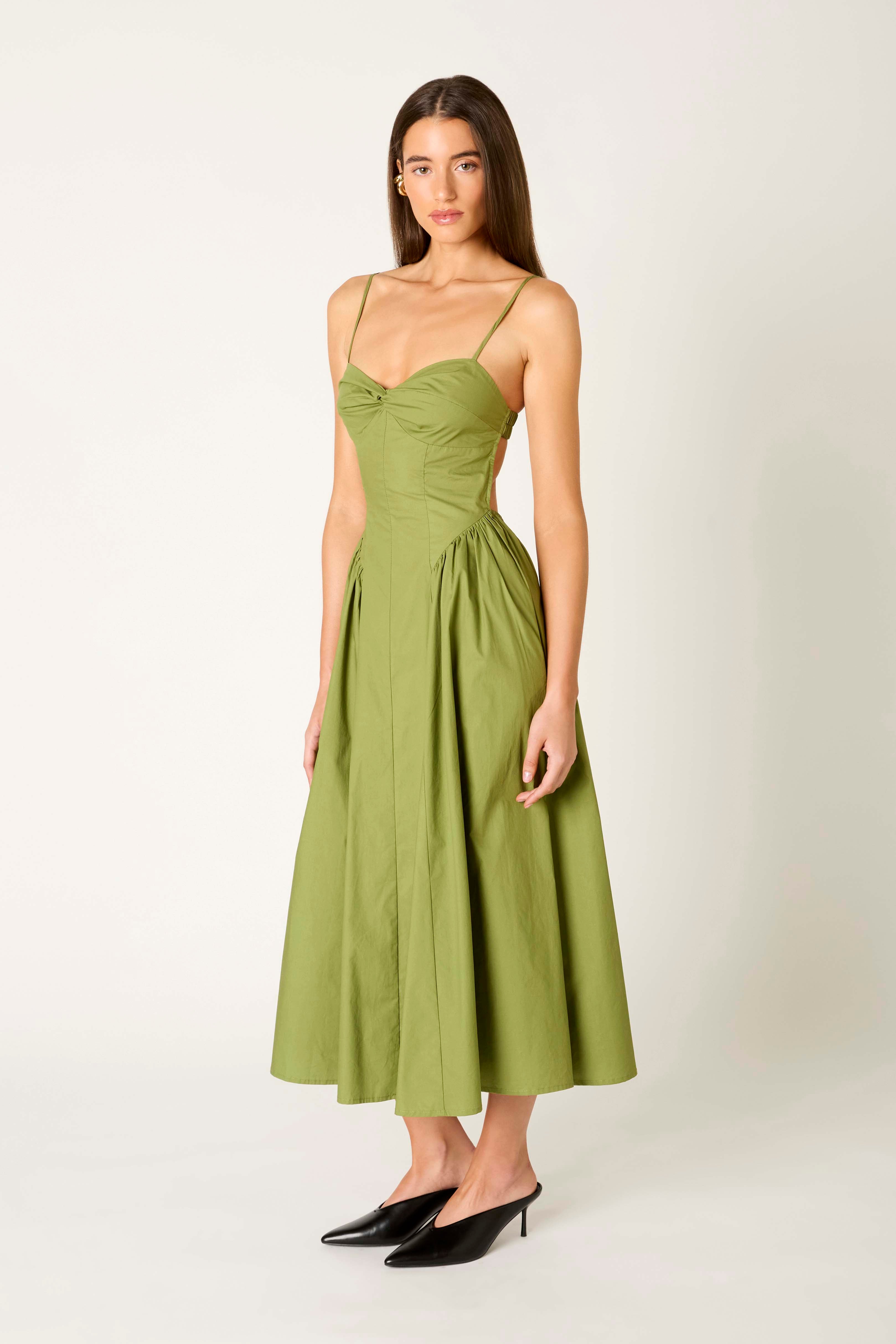 Destene Dress in olive side view