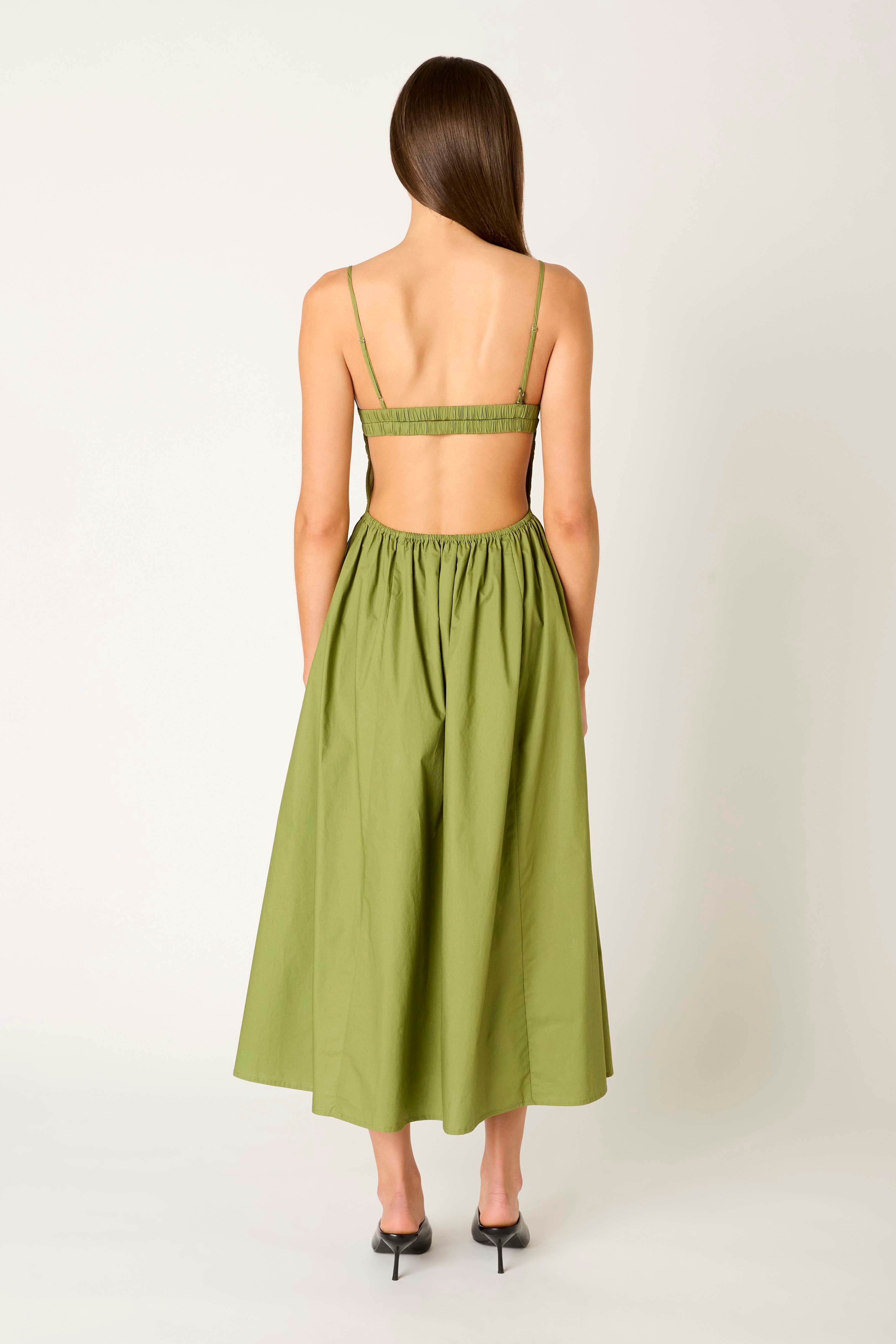 Destene Dress in olive back view