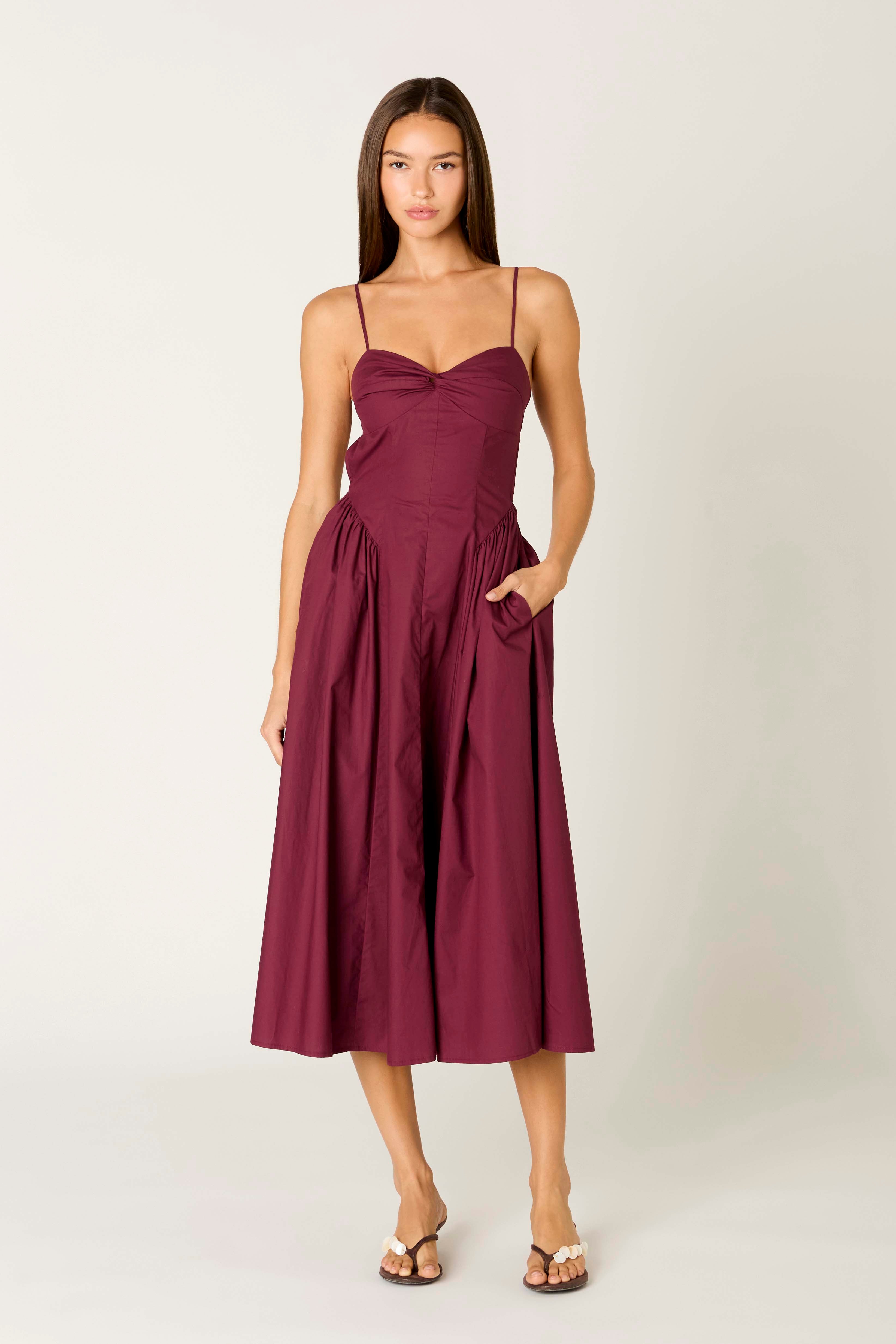 Destene Dress in plum front view