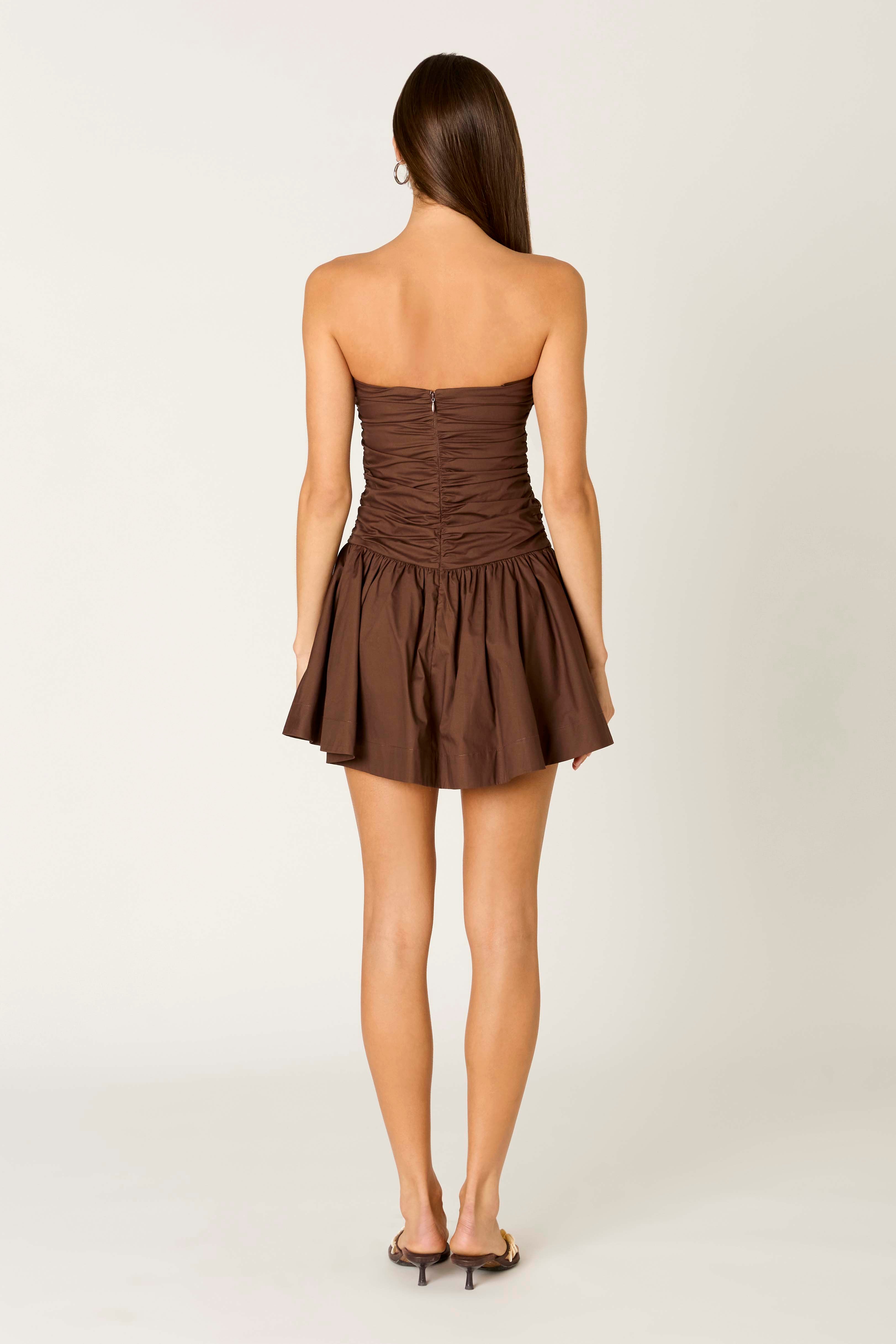 Currant Dress in coffee back view