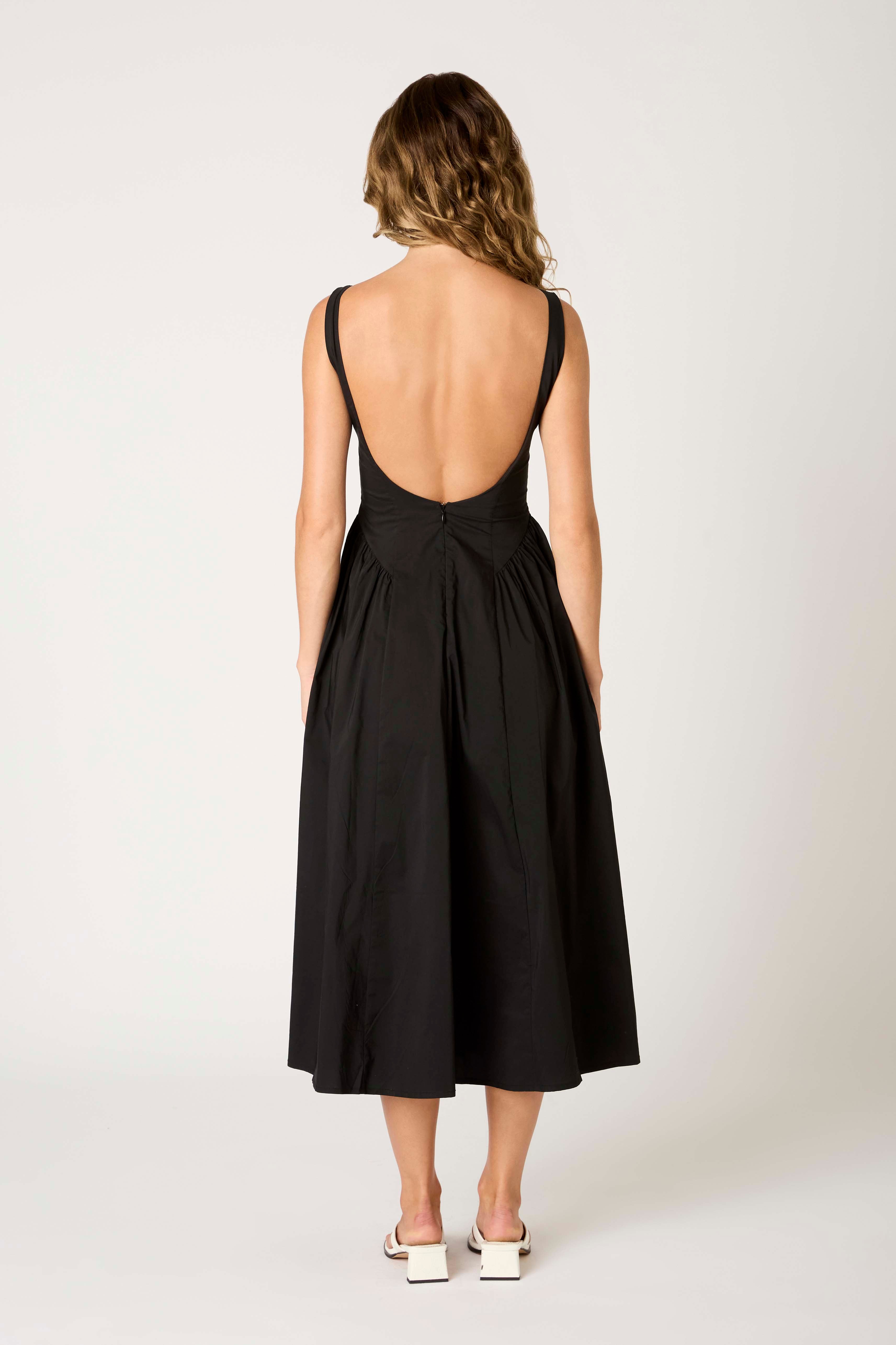 black dress with daisies Anela Midi Dress in Daisy Mix Black
