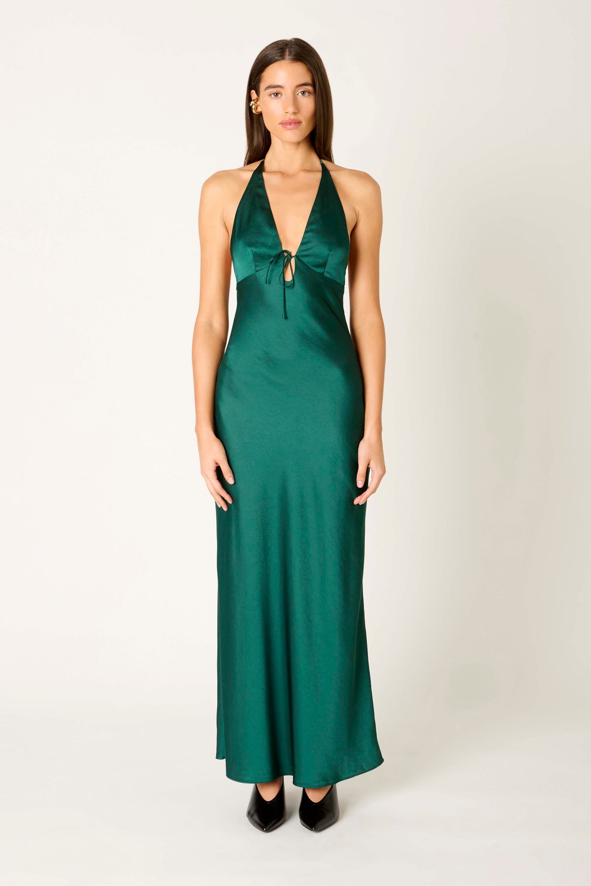 Otis Dress in hunter front view