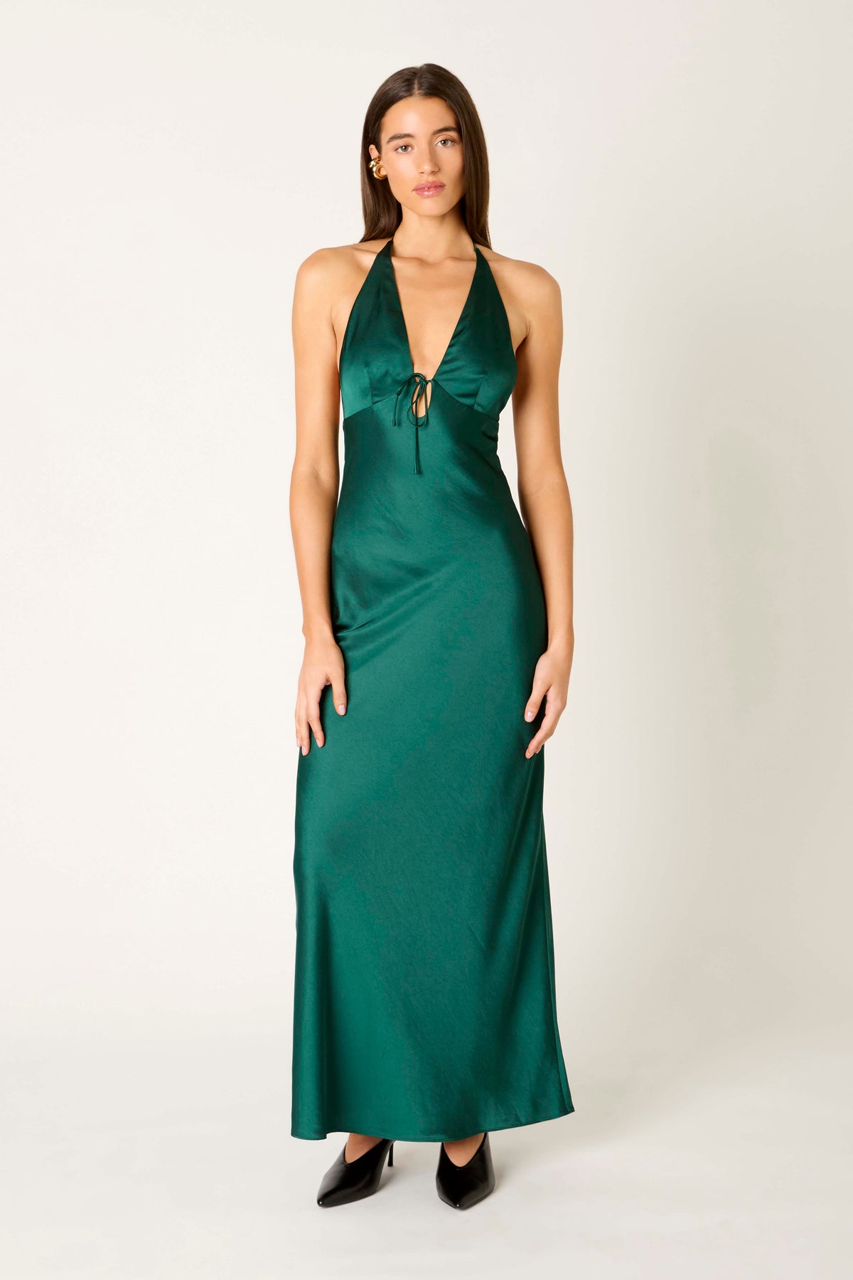 Otis Dress in hunter front view