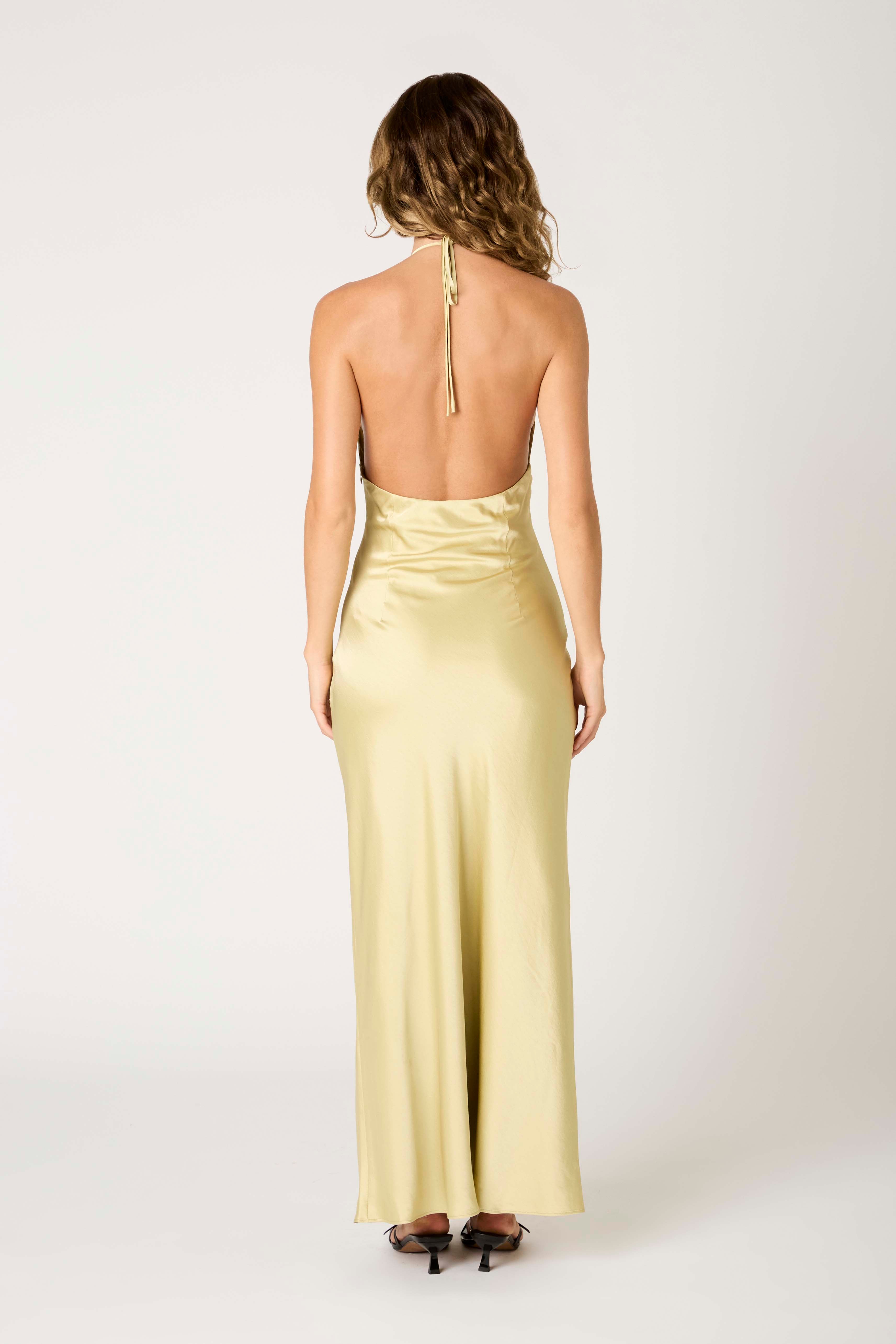 nia satin maxi dress Nia Satin Maxi Dress - Yellow/combo
