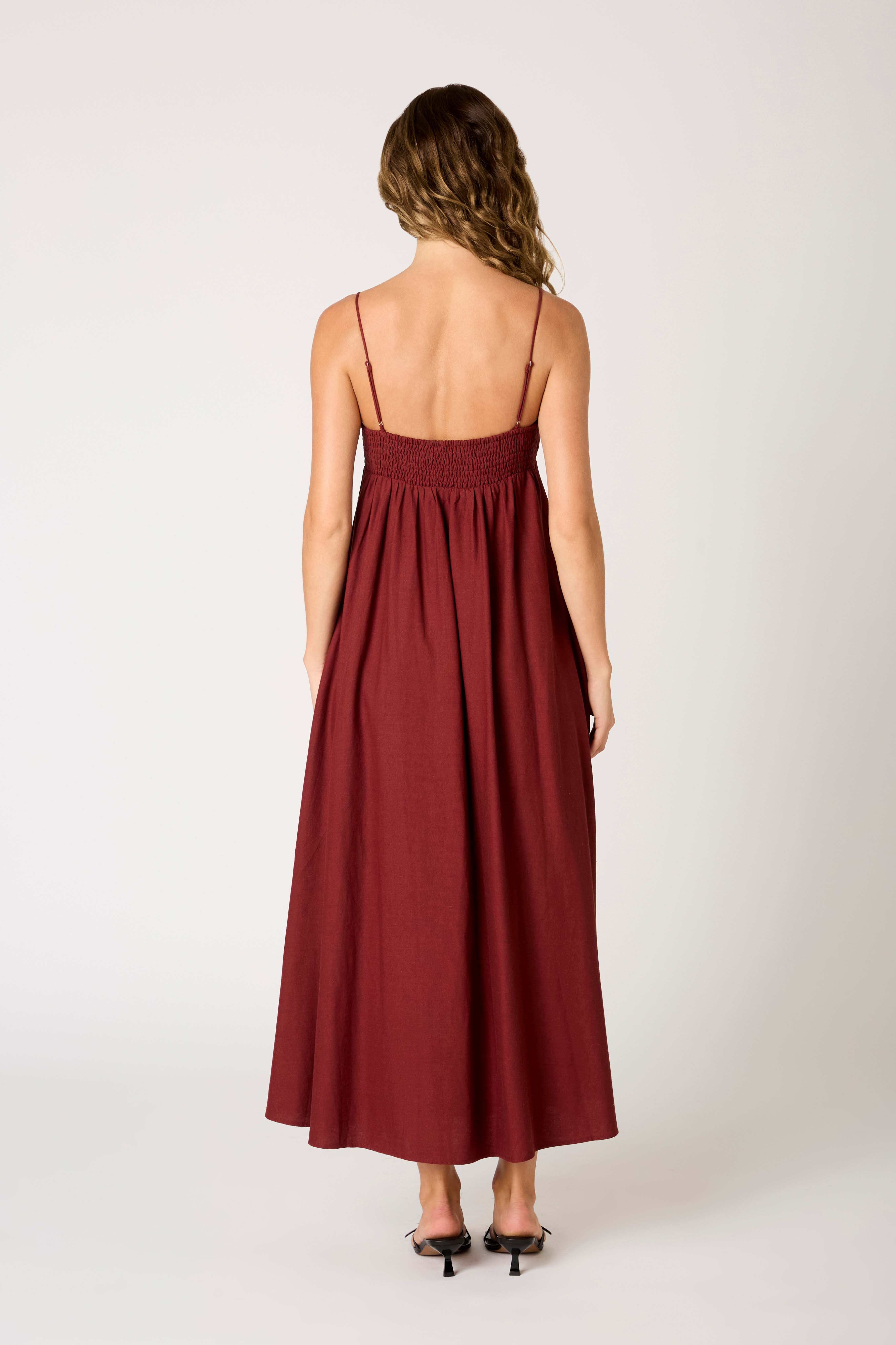 Clove Dress in henna back view