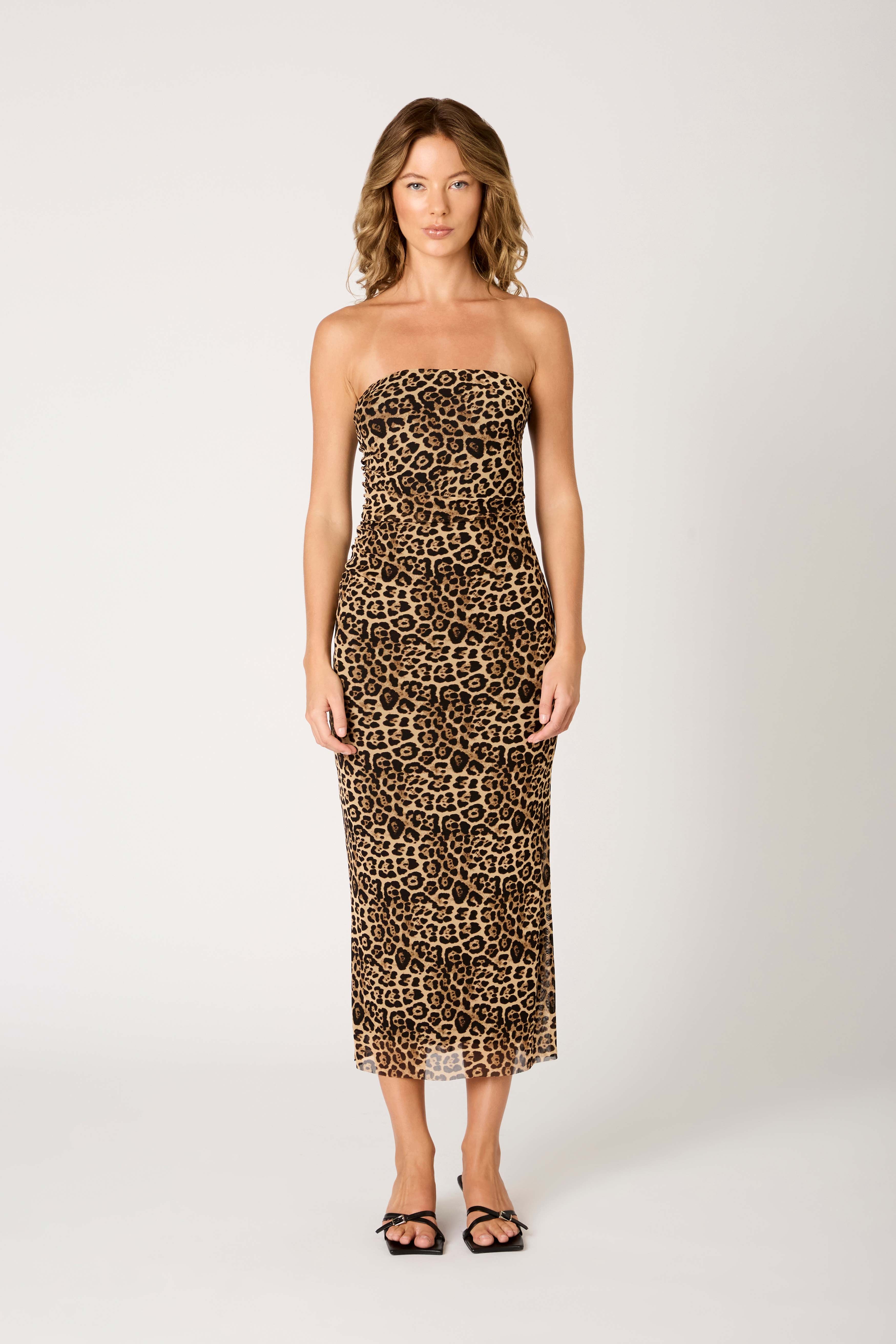 Rowa Dress in tan front view