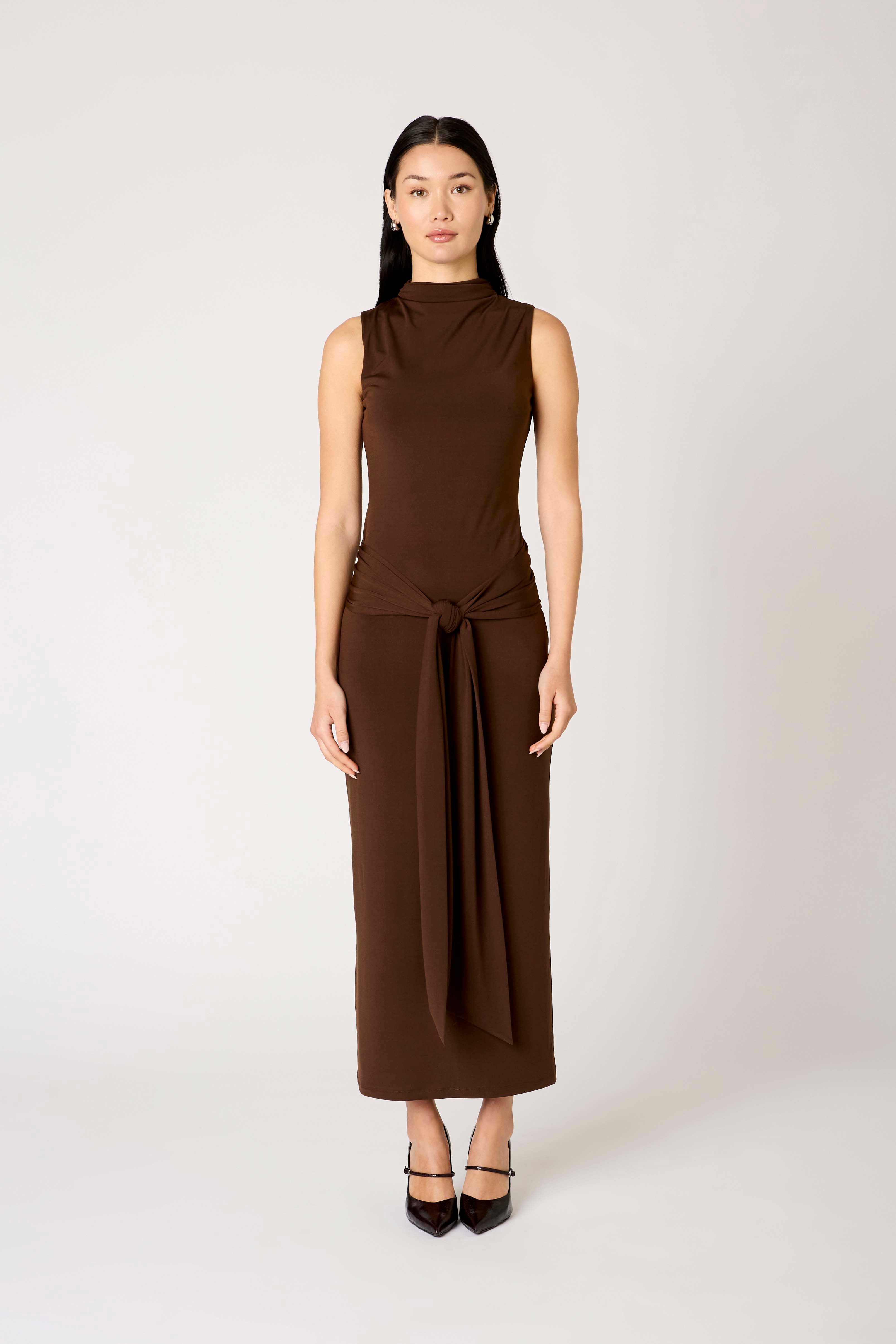 Victoria Dress in espresso front view