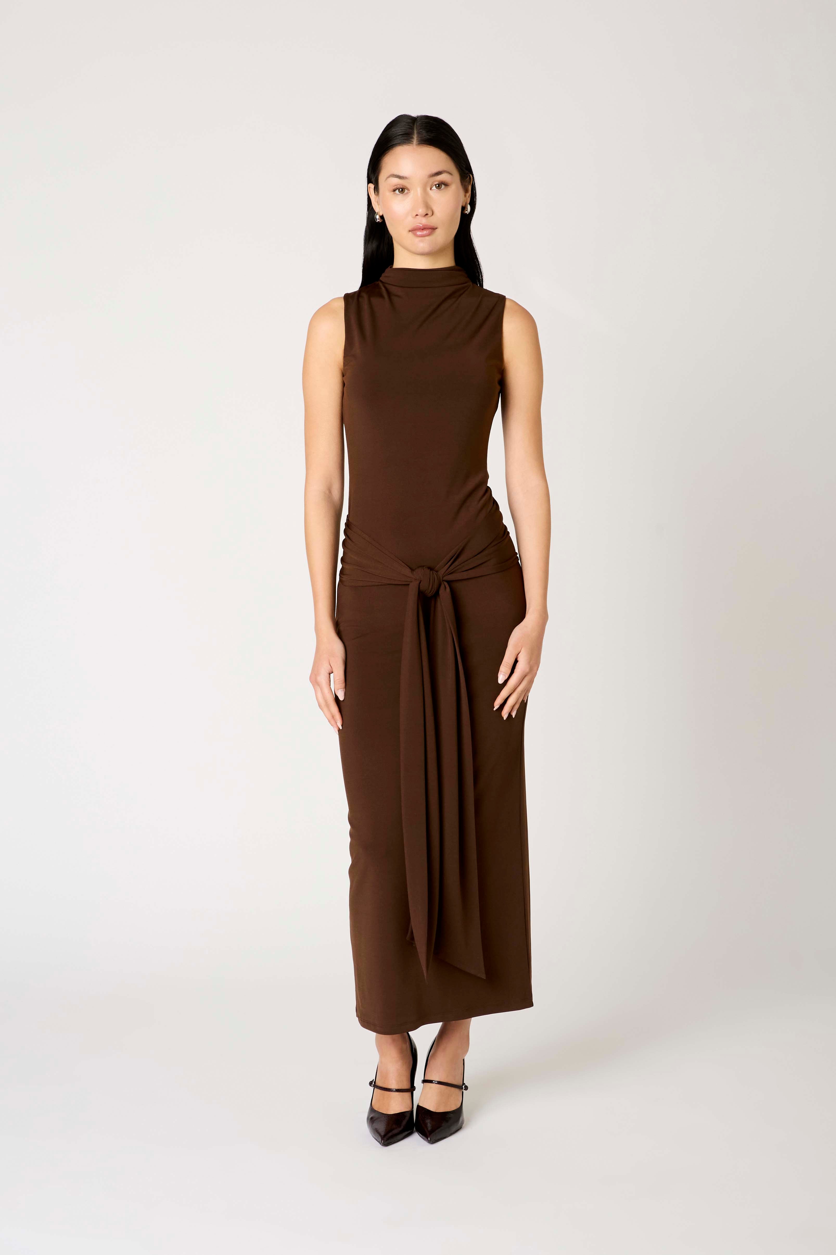 Victoria Dress in espresso front view
