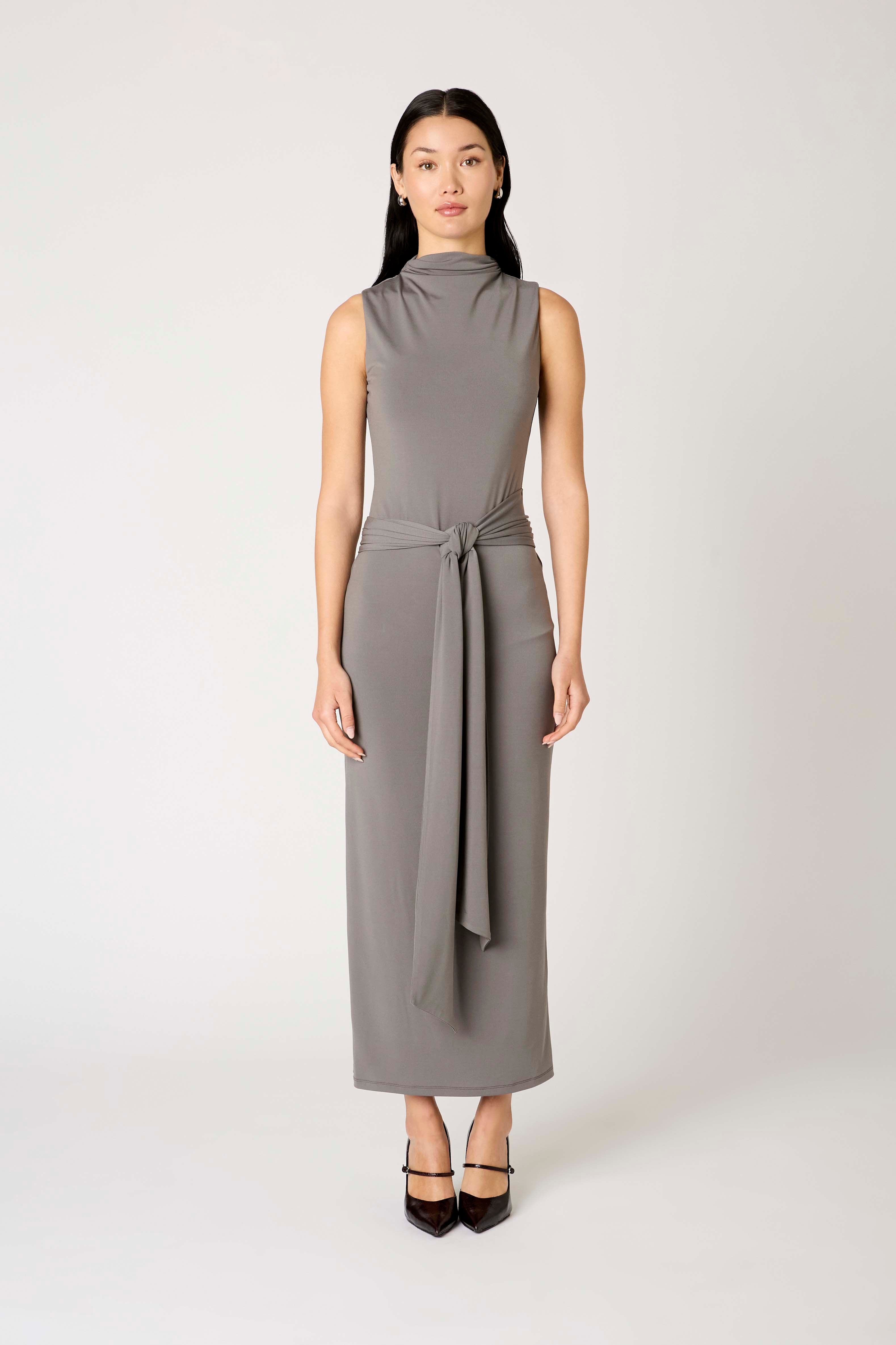 Victoria Dress in grey front view