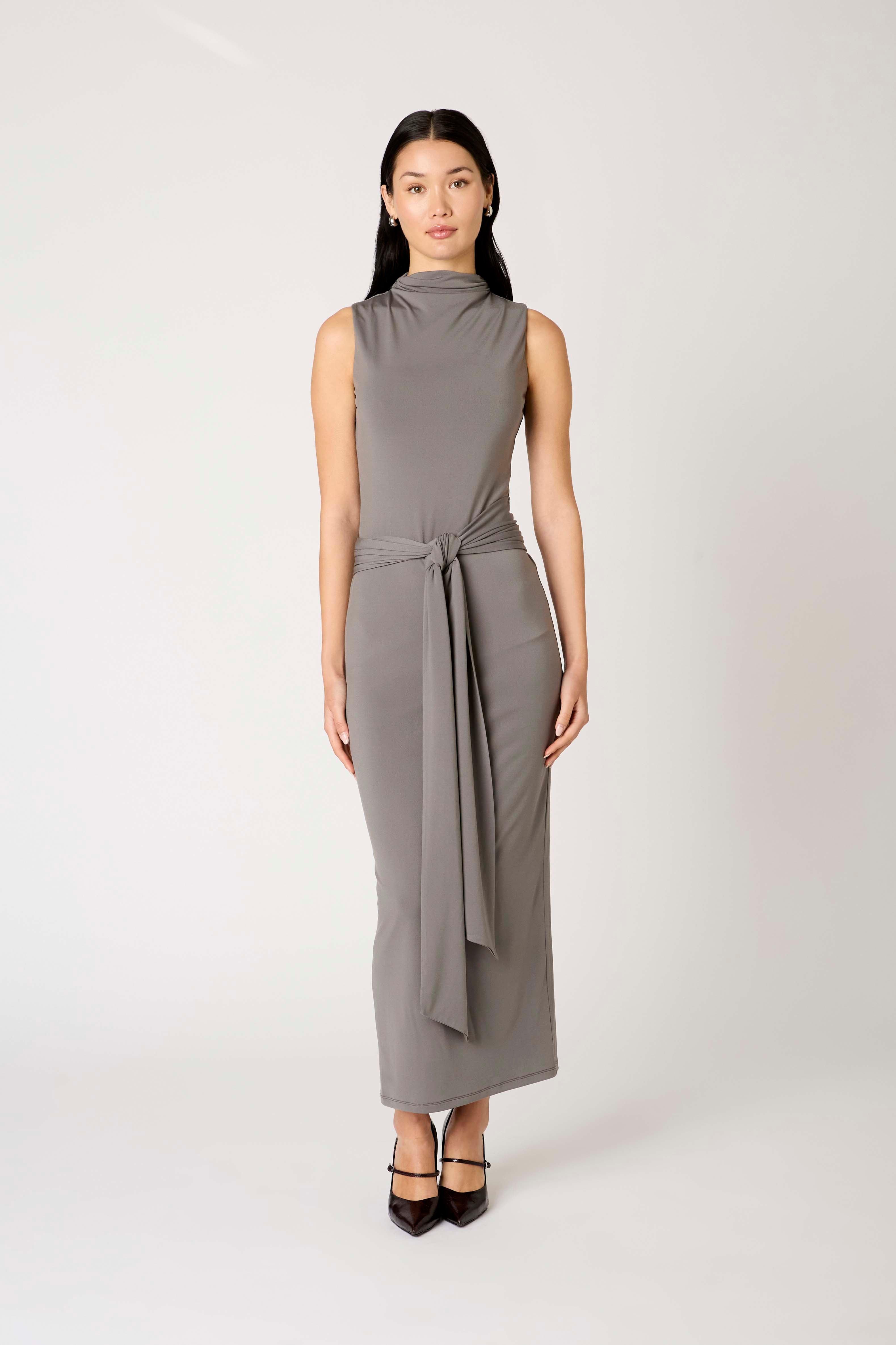 Victoria Dress in grey front view
