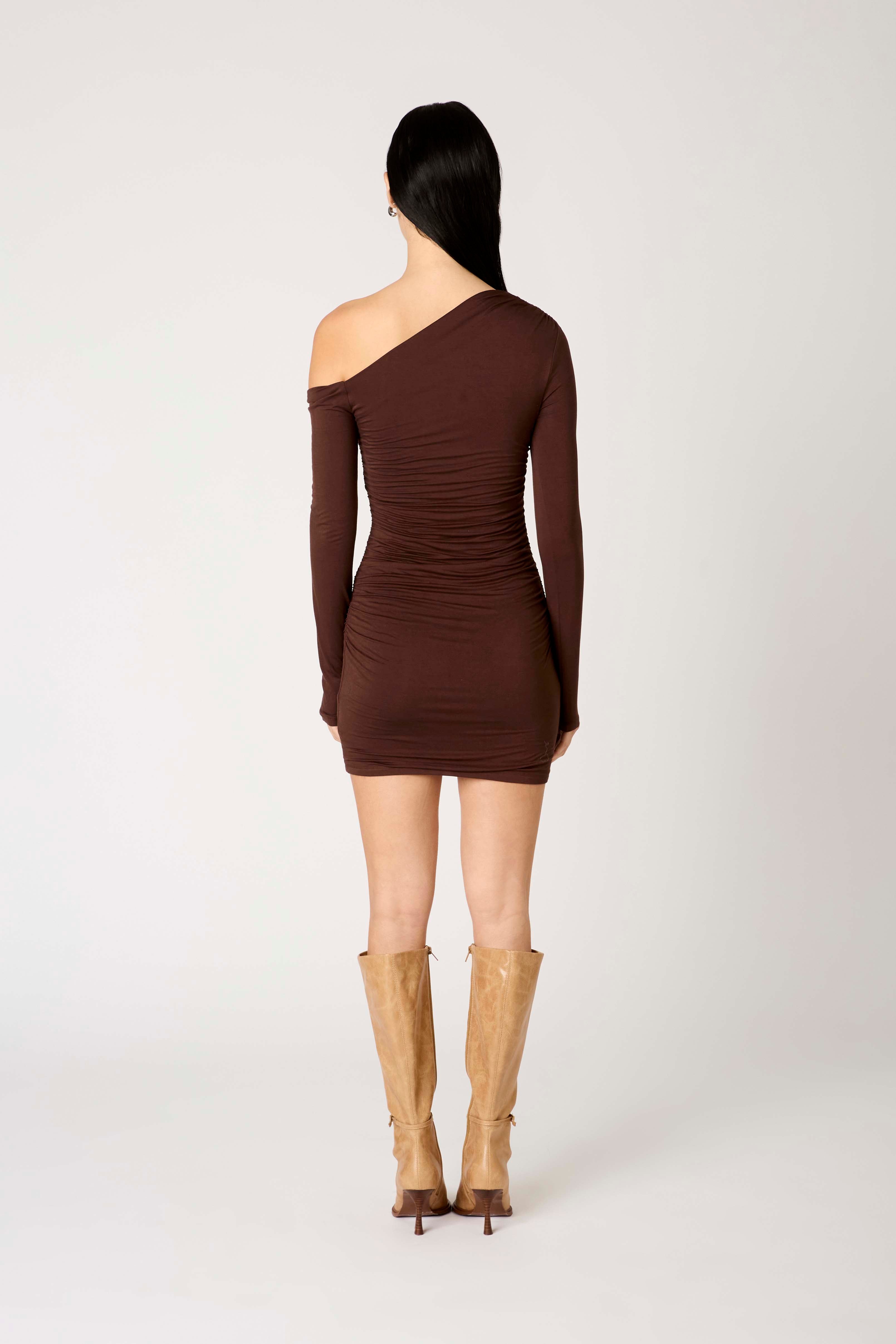 Arwen Dress in chocolate back view
